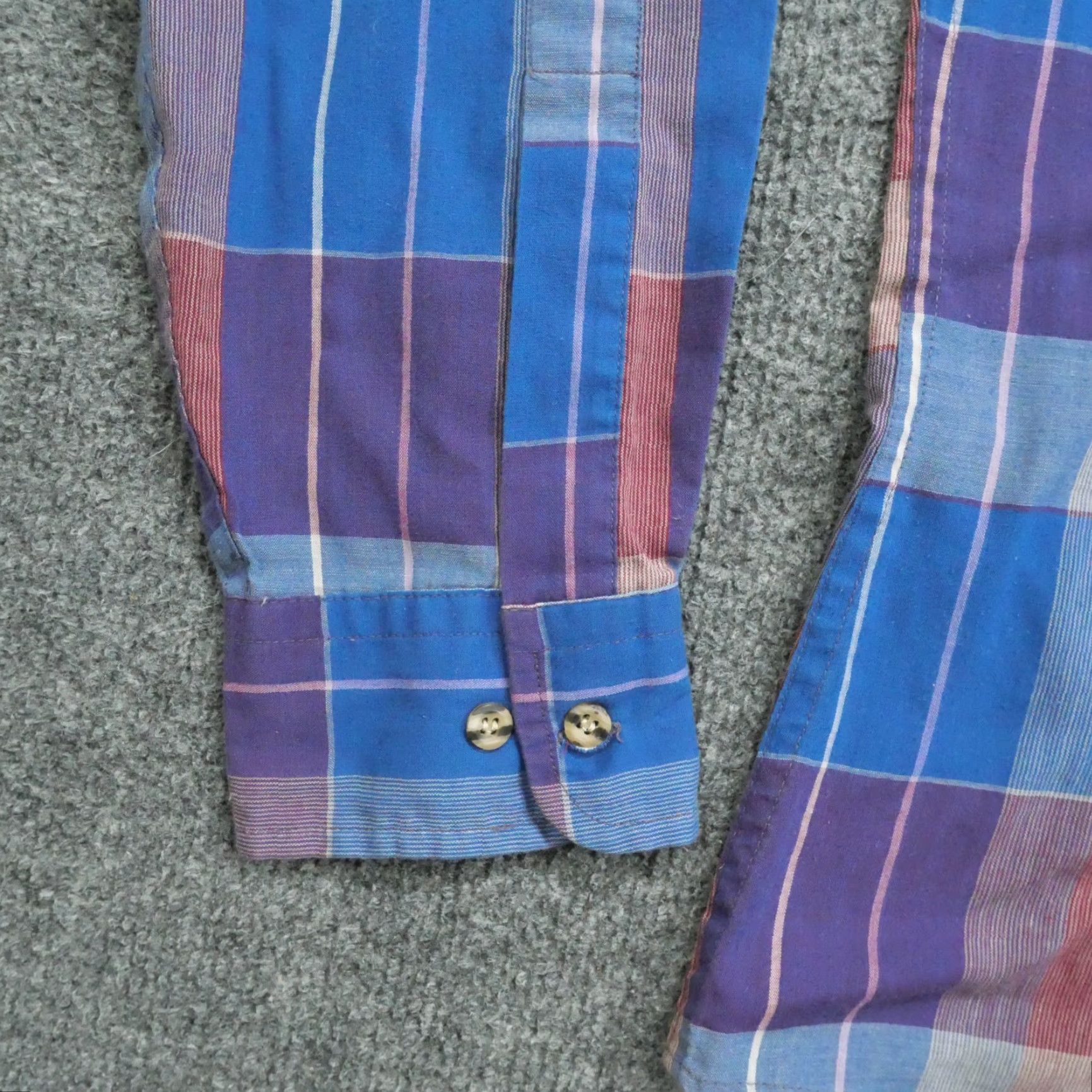 Arrow VINTAGE Arrow Shirt Mens Large Blue Purple Plaid Button-Down Long Sleeve Size US L / EU 52-54 / 3 - 3 Thumbnail
