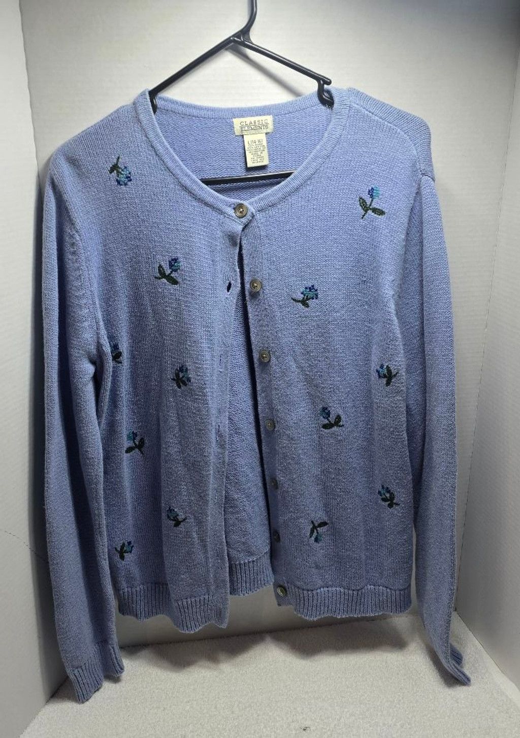 The Unbranded Brand Women's Classic Elements Blue Floral Embroidered Cardigan L Size L / US 10 / IT 46 - 1 Thumbnail