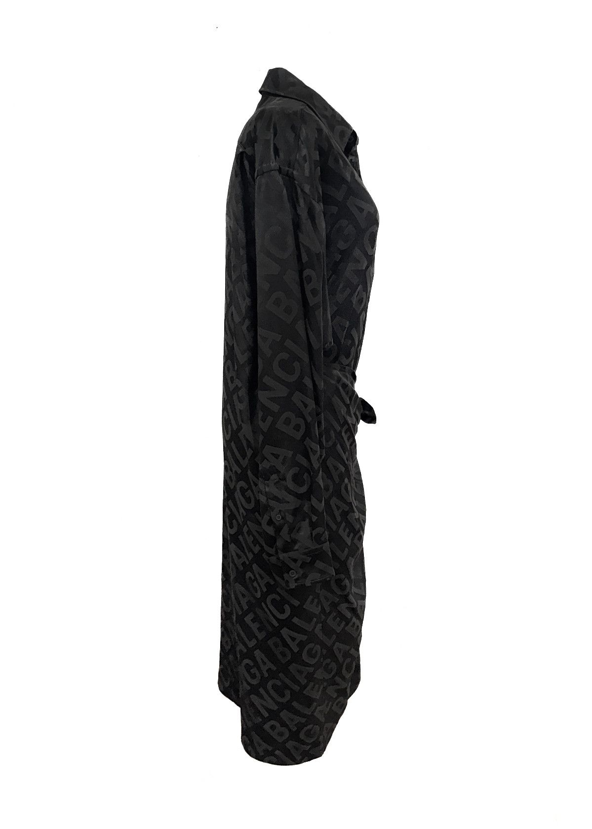 Balenciaga Balenciaga 2021 Black All-over Logo Wrap Shirt Dress Size XS / US 0-2 / IT 36-38 - 3 Thumbnail