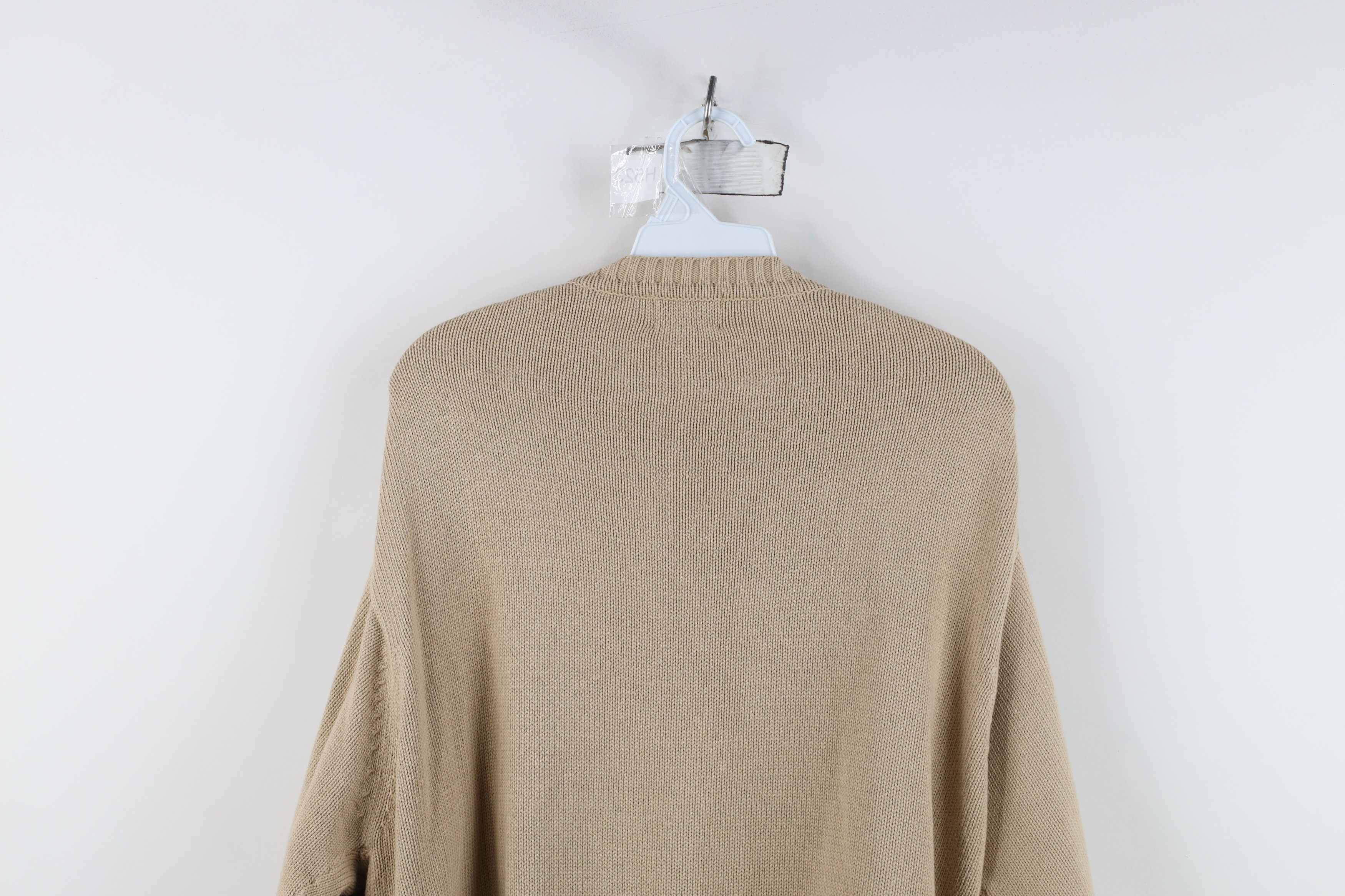 L.L. Bean Vintage 90s LL Bean Blank Cotton Knit V-Neck Sweater Beige Size US L / EU 52-54 / 3 - 13 Thumbnail