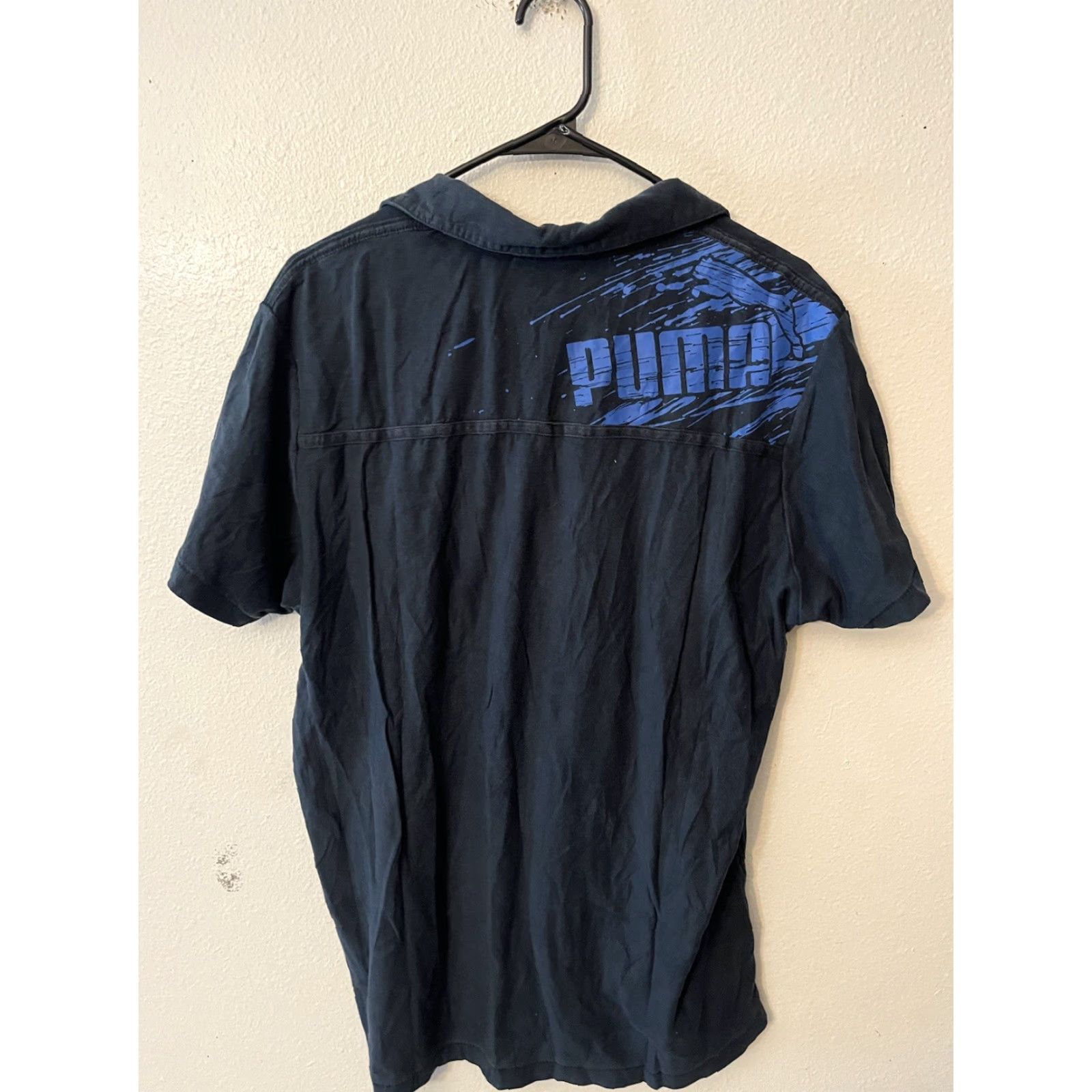 Puma VINTAGE PUMA Polo Shirt Mens L Black Sport Lifestyle Stretch Performance Golf Shirt Size US L / EU 52-54 / 3 - 4 Thumbnail