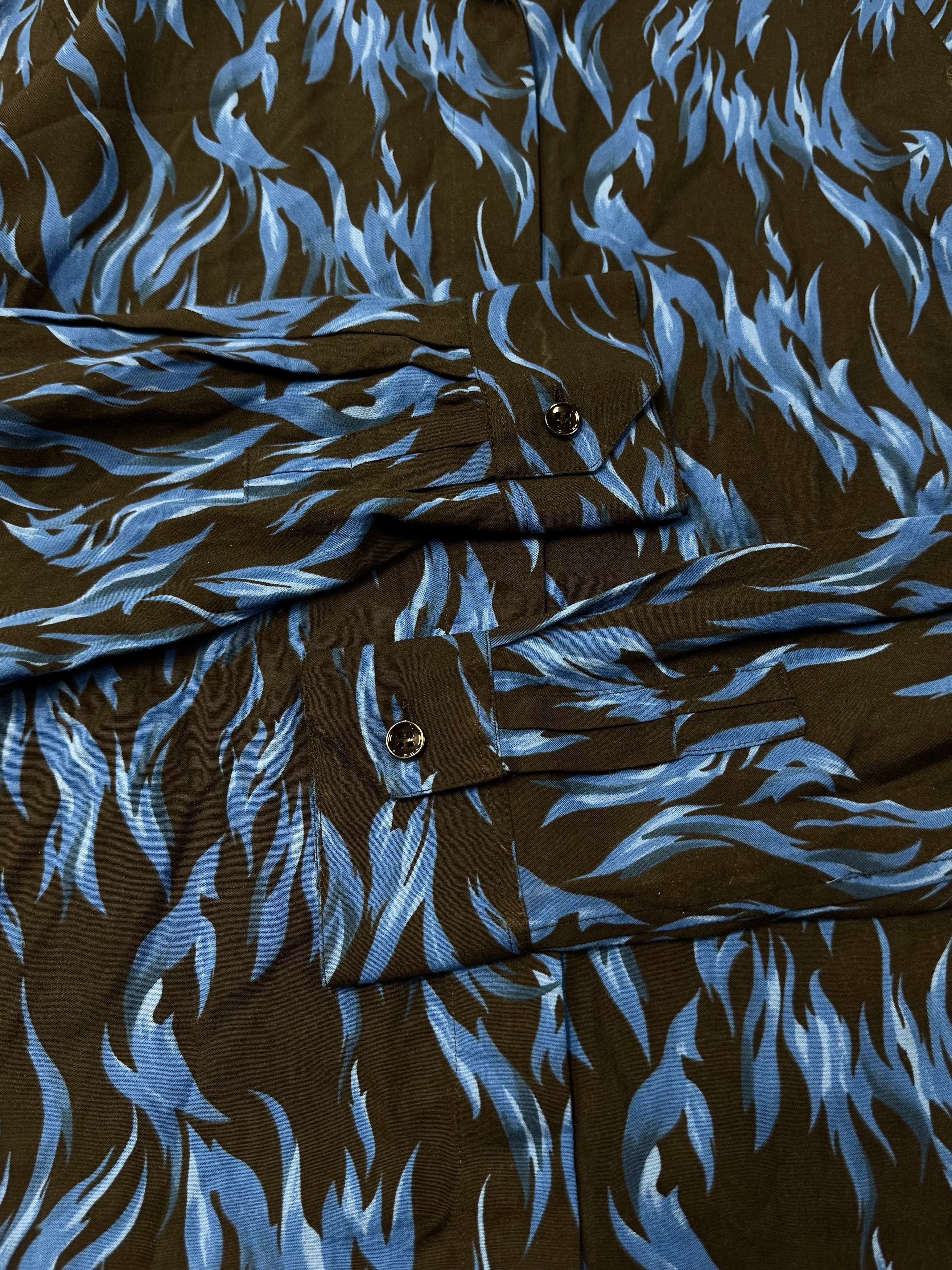 Saint Laurent Paris SS2017 Saint Laurent ‘Blue Flame’ Silk Button Down Shirt Size US M / EU 48-50 / 2 - 2 Thumbnail