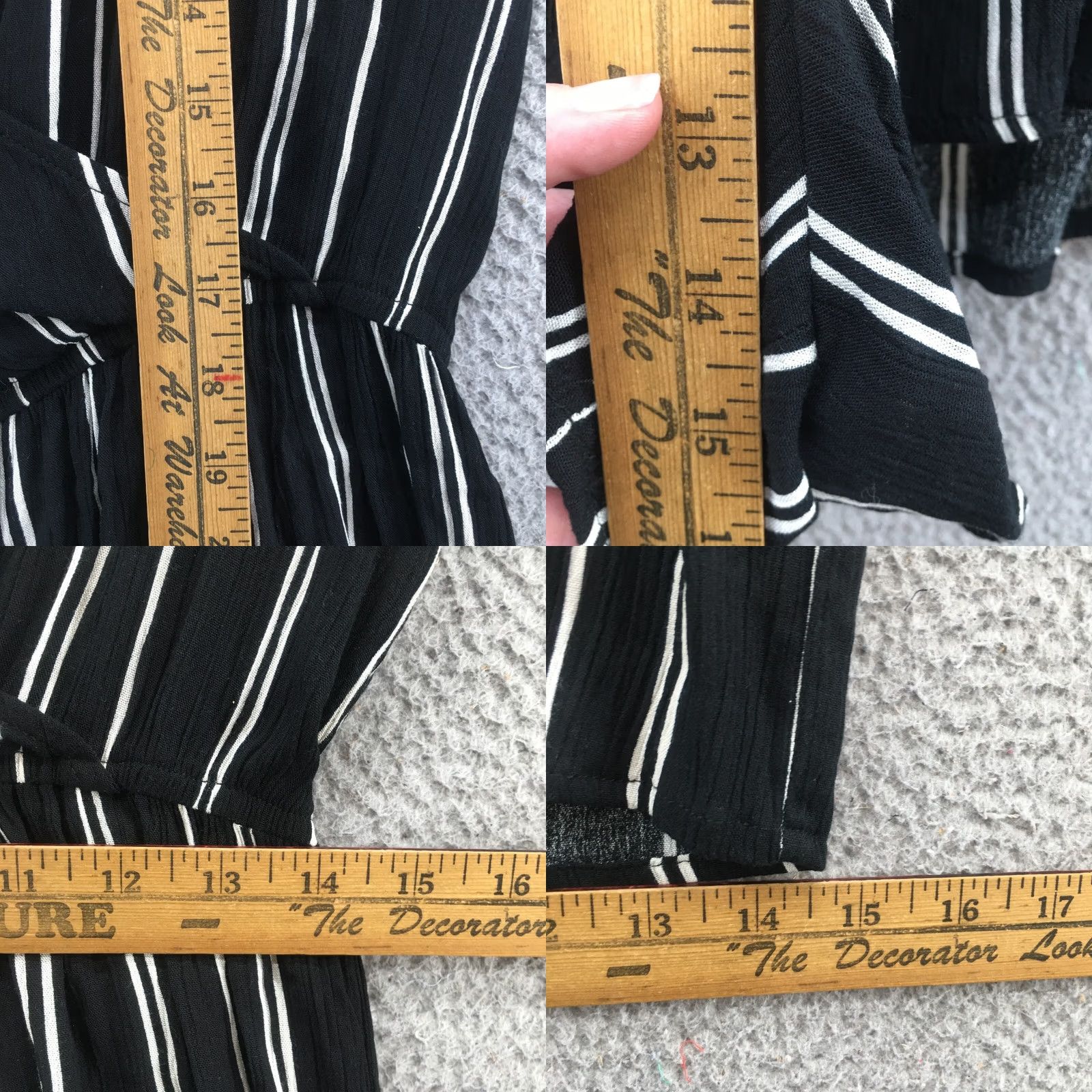 Vintage Xhiliration Romper Womens M Black Stripe Short Sleeve V-Neck NEW Shirt) Size 32" / US 10 / IT 46 - 8 Thumbnail