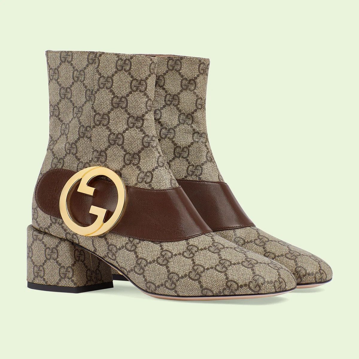 Gucci o1s1wg110225 Blondie Women's Ankle Boots in Beige & Brown Size US 6 / IT 36 - 2 Thumbnail