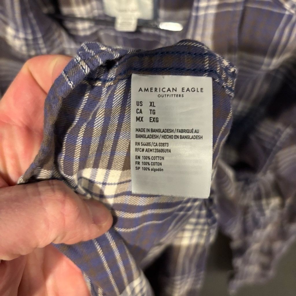 American Eagle Outfitters Men's American Eagle Plaid Shirt Size US XL / EU 56 / 4 - 4 Thumbnail