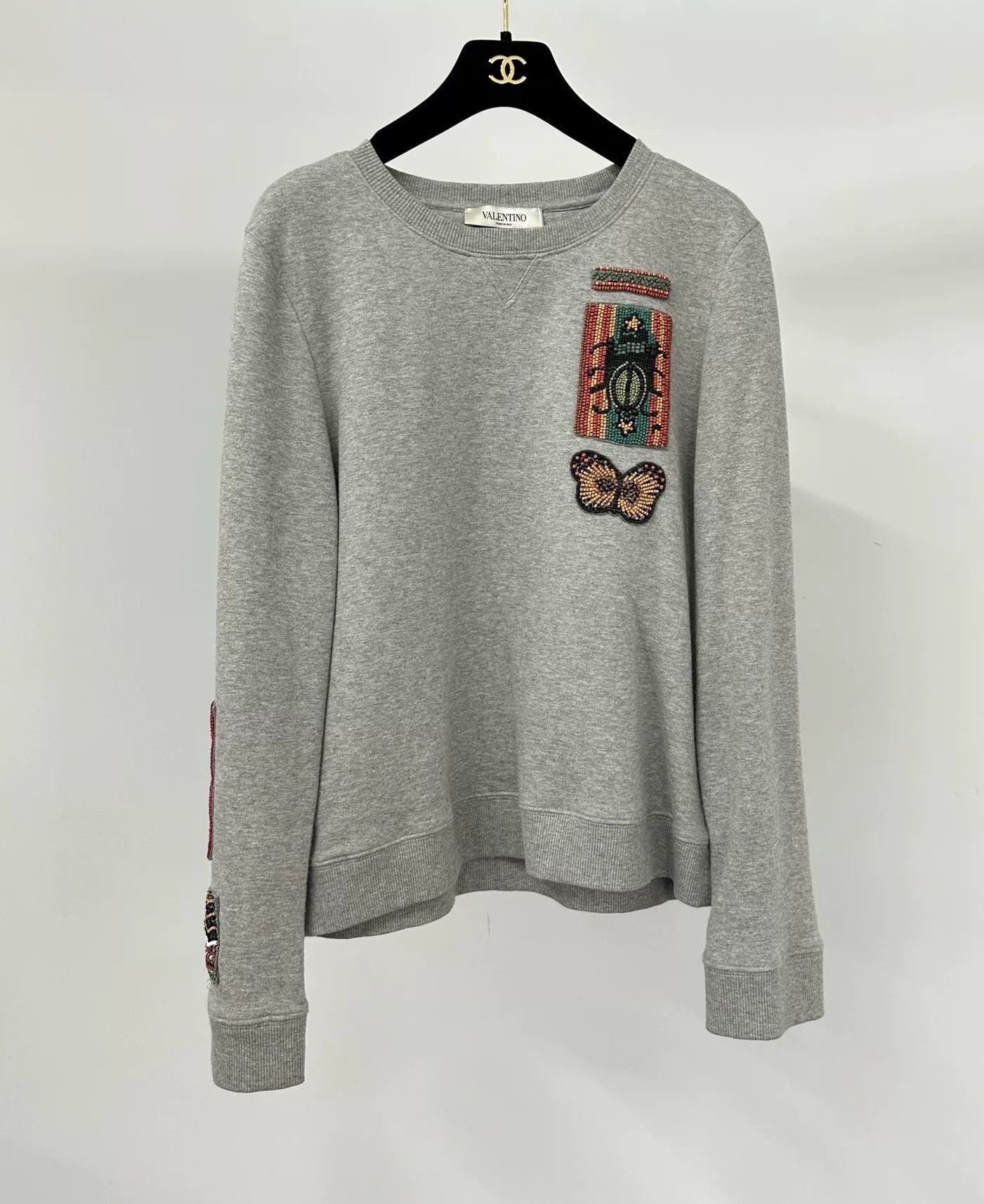 Valentino Valentino Heavy Beaded Gray Sweatshirt Size L / US 10 / IT 46 - 1 Thumbnail