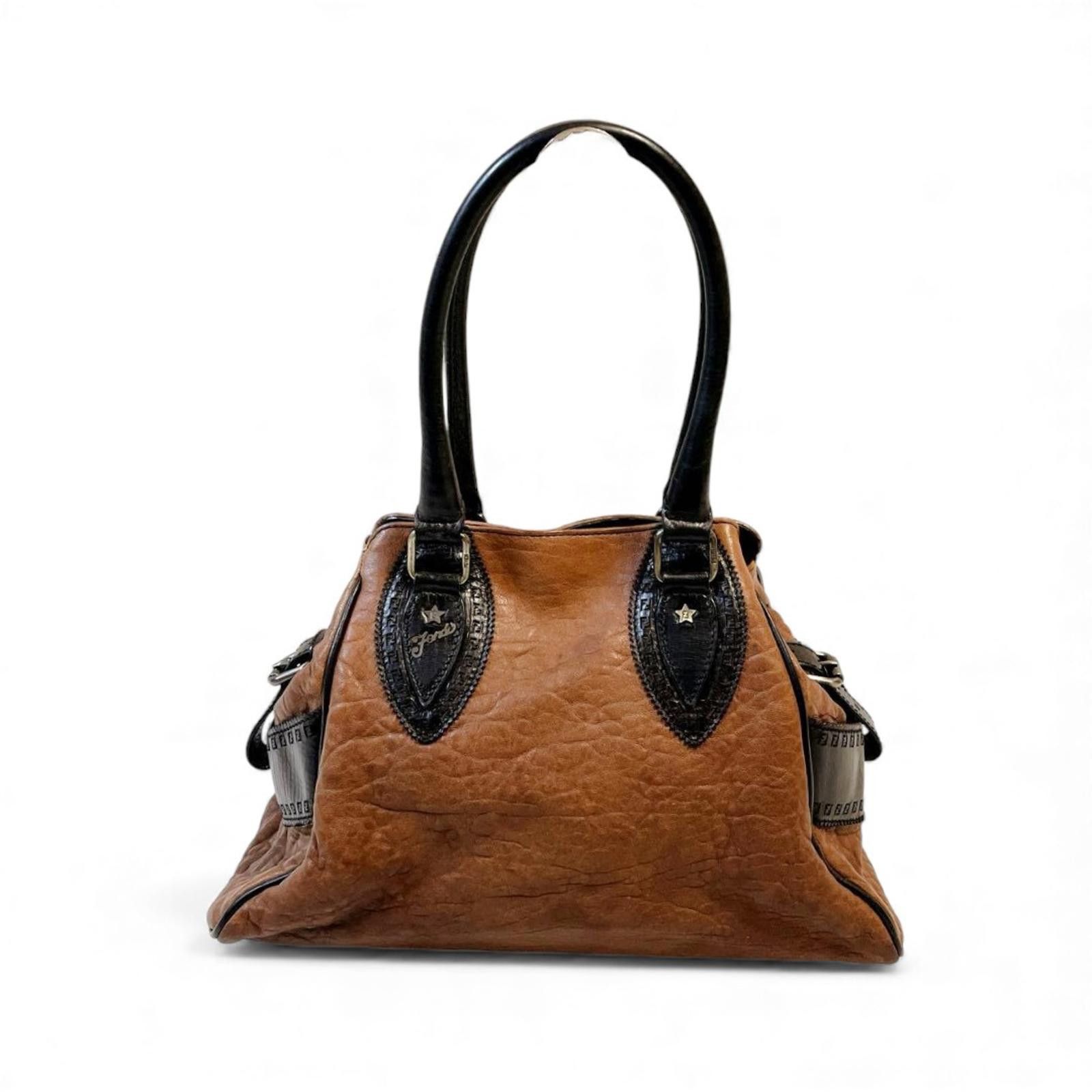 Fendi Fendi - Brown Black Leather Shoulder Bag Size ONE SIZE - 3 Thumbnail