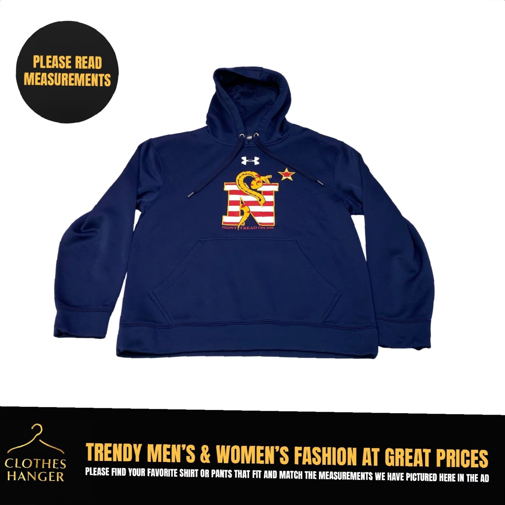 Under Armour Under Armour Hoodie Pullover Men's Small US Navy Don't Tread On Me Snake Logo Size US S / EU 44-46 / 1 - 2 Thumbnail