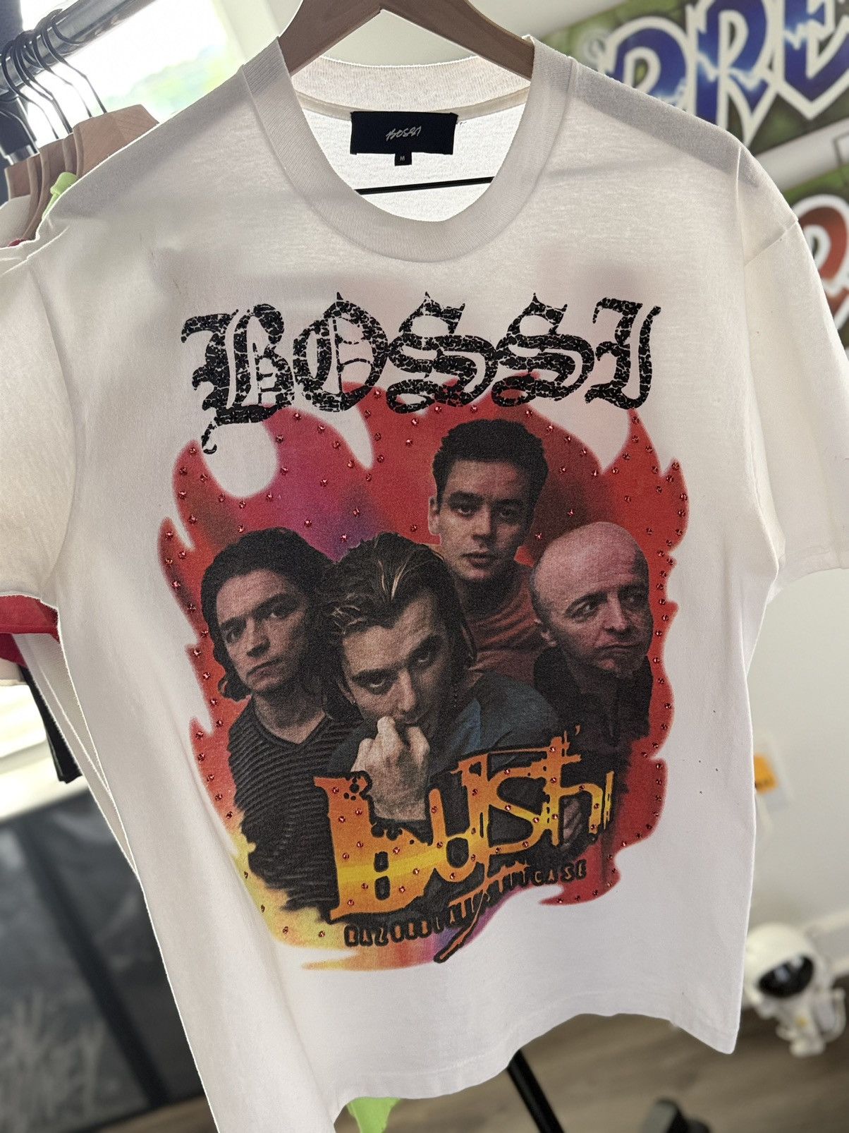 Bossi Sportswear BOSSI VINTAGE BUSH BAND RHINESTONE STUDDED T-SHIRT Size US M / EU 48-50 / 2 - 1 Thumbnail