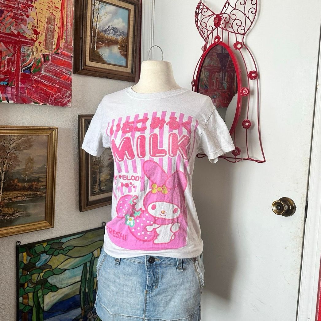 Other sanrio my melody pink white graphic short sleeve shirt Size S / US 4 / IT 40 - 1 Thumbnail