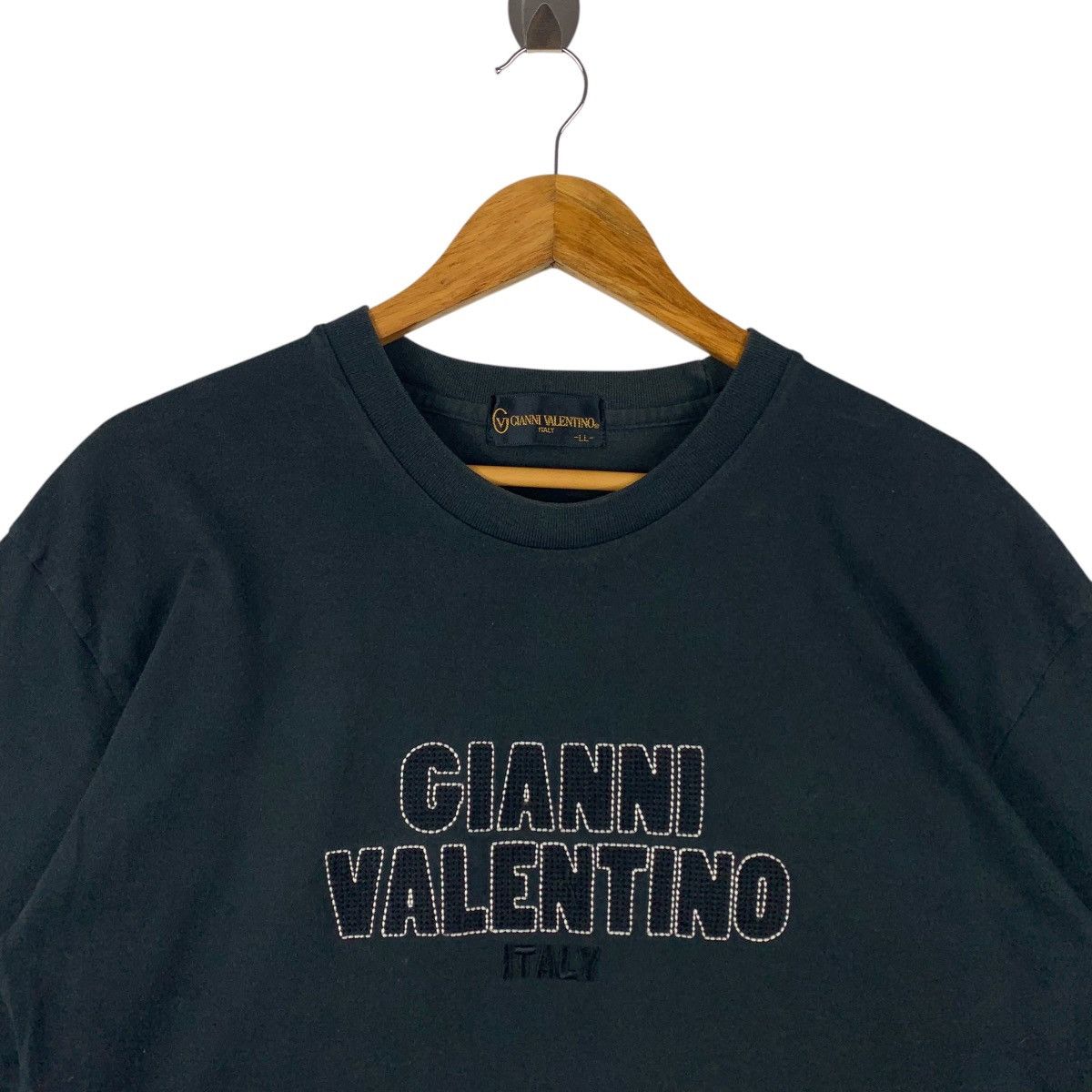 Valentino × Vintage Vintage GIANNI VALENTINO Embroidery spellout tee shirt Size US XL / EU 56 / 4 - 2 Thumbnail