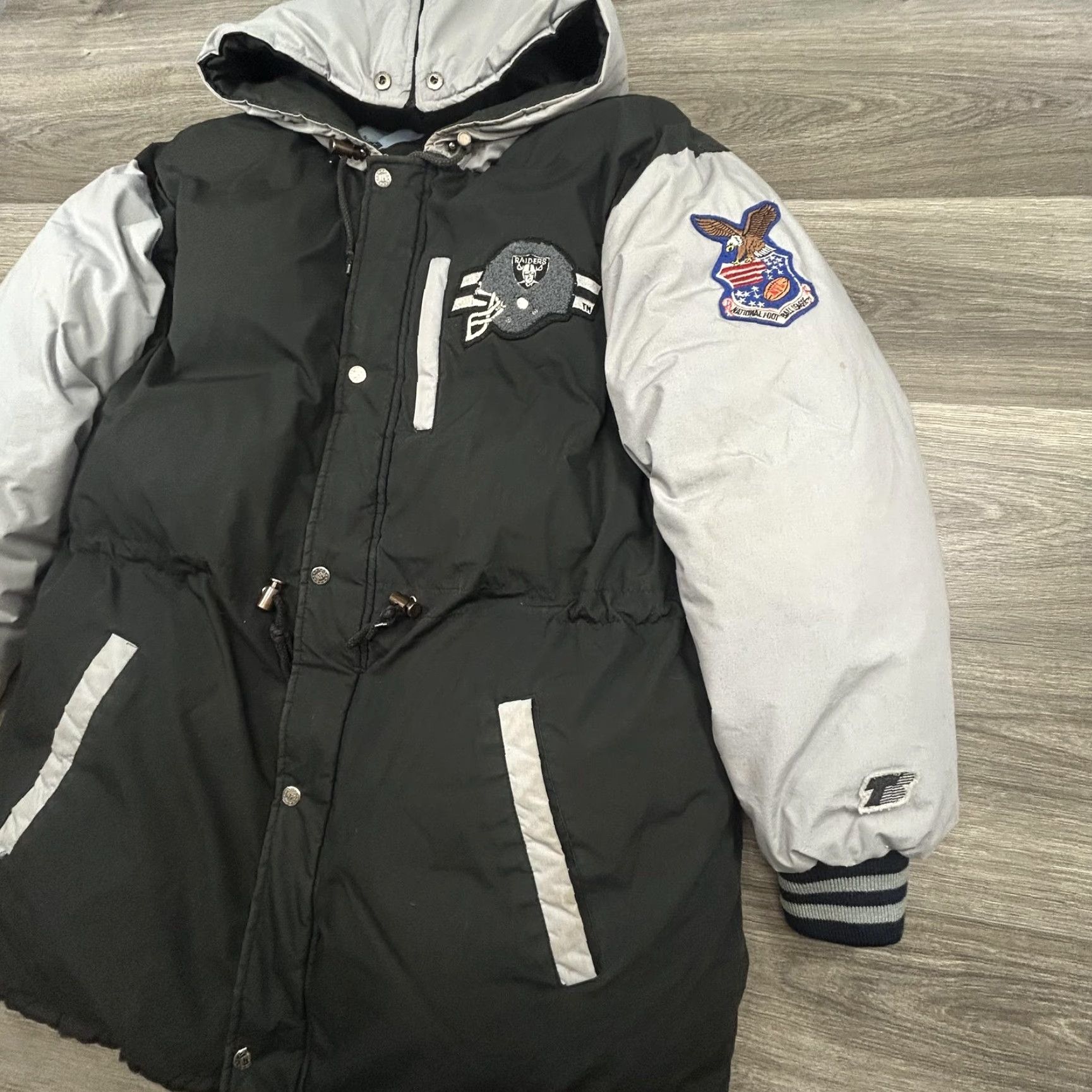 NFL VINTAGE Los Angeles Raiders Jacket Mens L NFL Triple FAT Goose Puffer 90s Parka Coat Black Full Zip Insulated Limited Edition 90s USA Mens Size US L / EU 52-54 / 3 - 3 Thumbnail