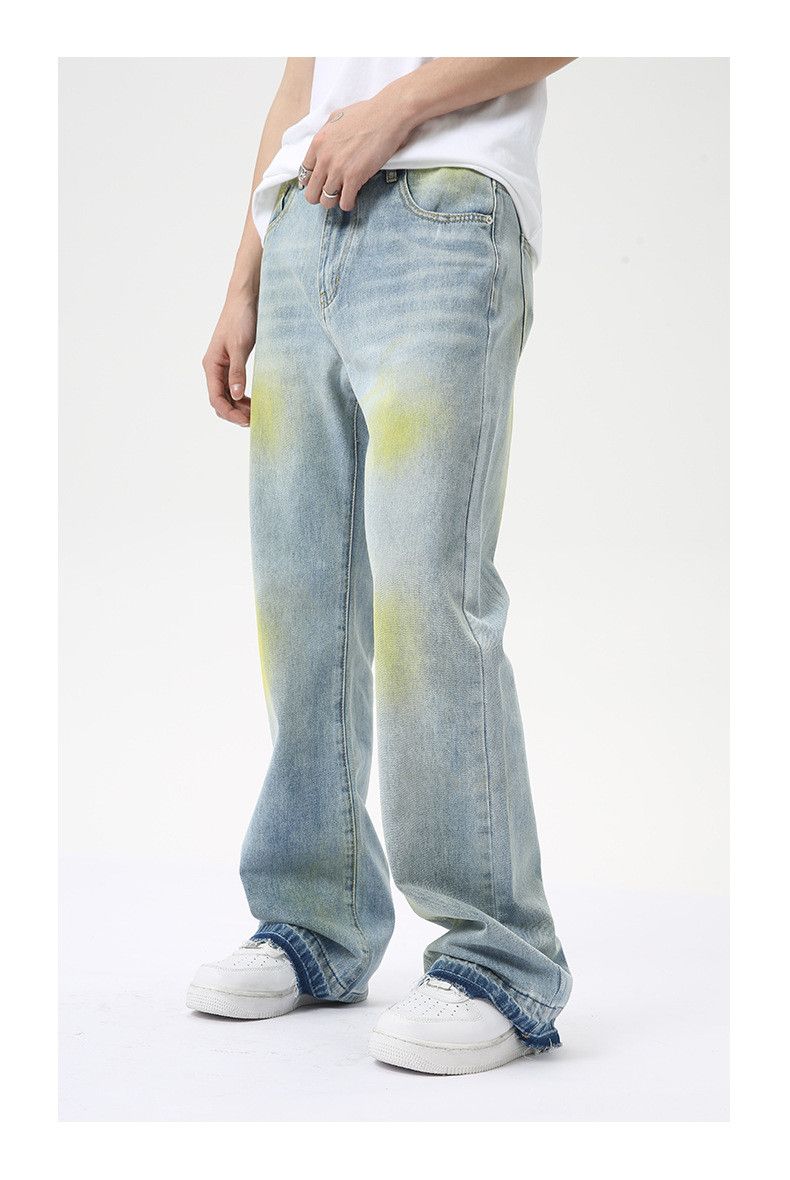 Japanese Brand Hip-hop street painting contrast color flared washed jeans Size US 32 / EU 48 - 3 Thumbnail