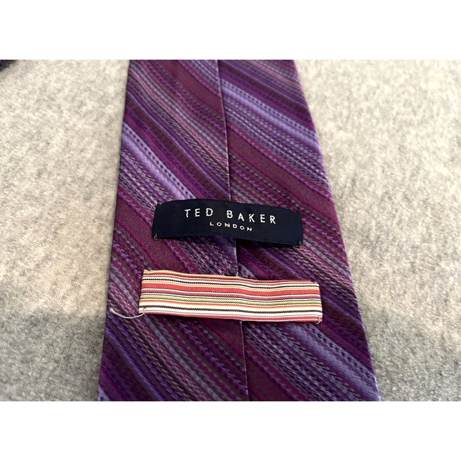 Ted Baker Ted Baker London Tie Purple Striped Silk Men Long 62" Tie 100% Silk Size ONE SIZE - 3 Thumbnail