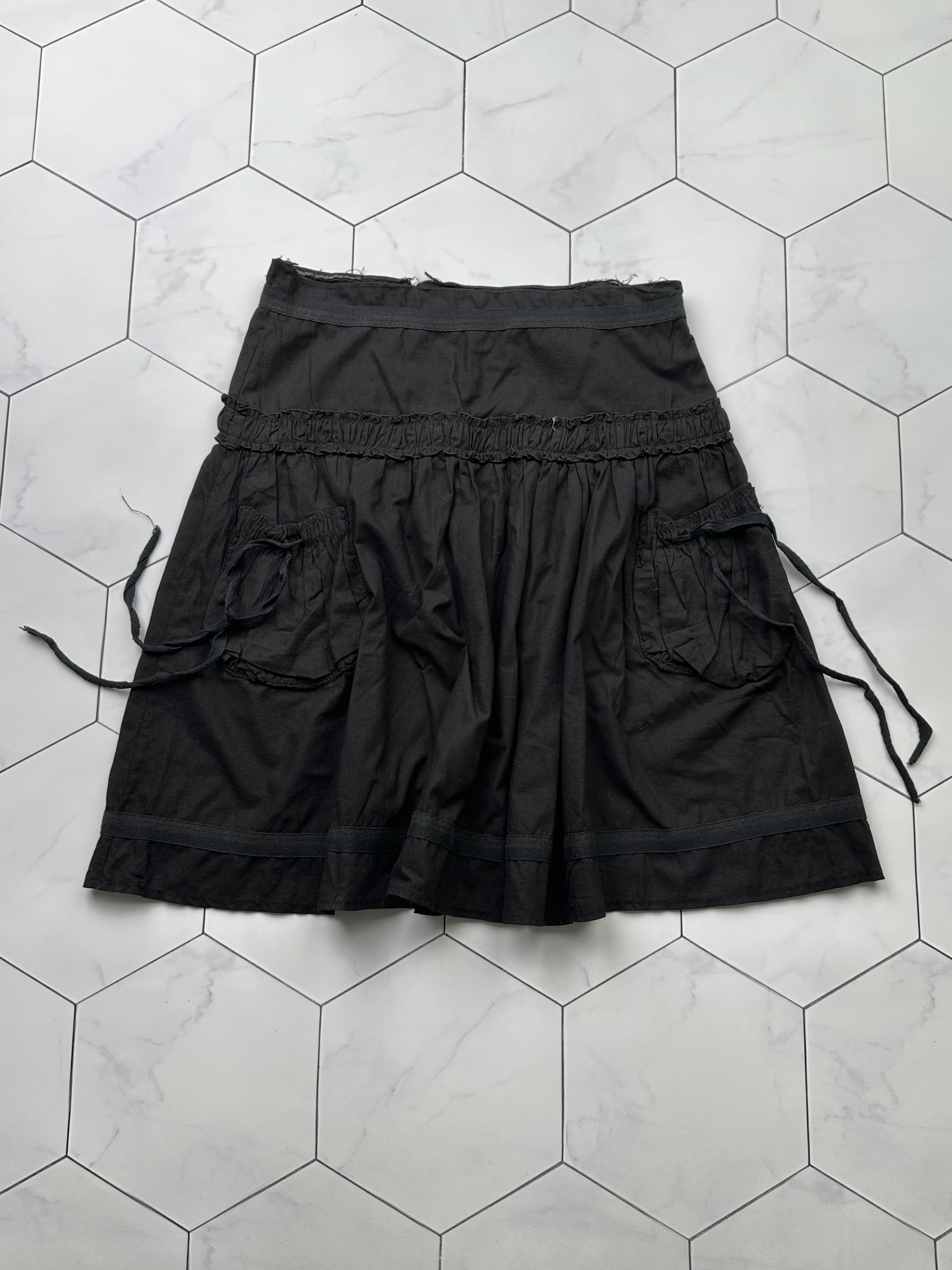 image of Avant Garde Vintage Cargo Bondage Flare Skirt in Black, Women's (Size 27)