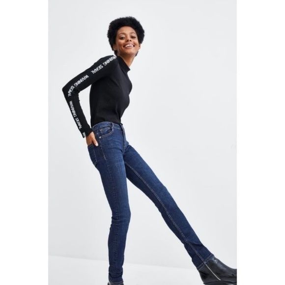 Zara Zara Trafaluc Dark Blue Mid-Rise Skinny Jeans Size 27" / US 4 / IT 40 - 4 Thumbnail