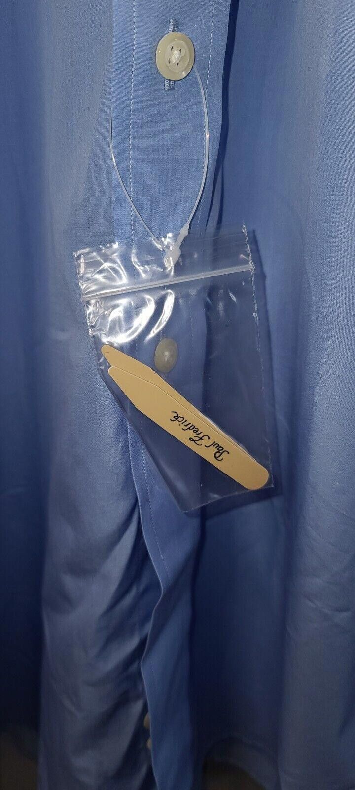 Paul Fredrick WHITE COLLAR Paul Fredrick Men's Blue Cotton Shirt 16 - 33 Size 38R - 5 Thumbnail