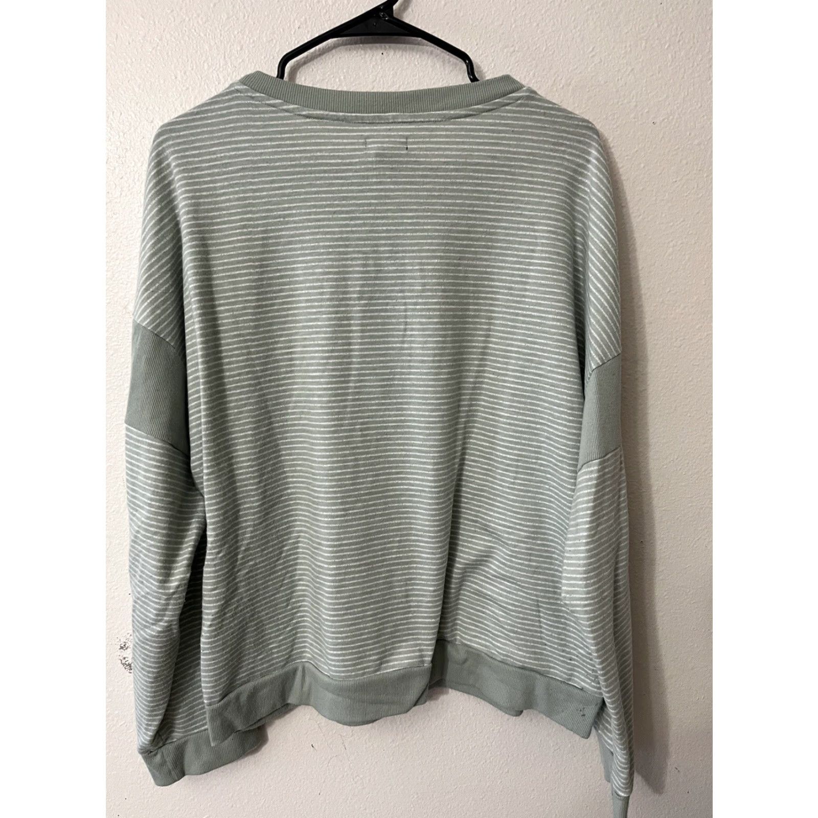 Splendid Splendid Striped Green Button Front Henley Lounge Long Sleeve Top Size 2XL Size XXL / US 16-18 / IT 52-54 - 3 Thumbnail