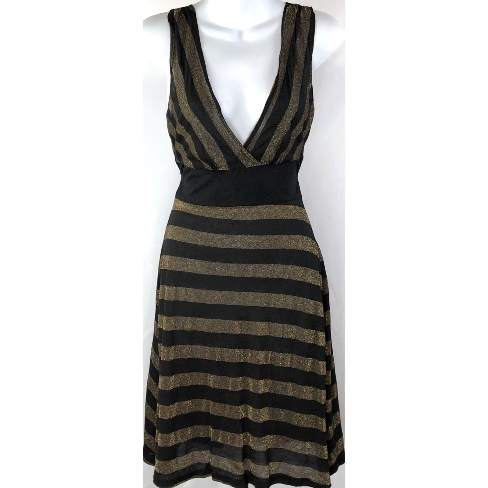 Vintage Say Anything Midi Tank Dress M Blk Glitter Sleeveless Surplice Glam Party NWT Size M / US 6-8 / IT 42-44 - 3 Thumbnail