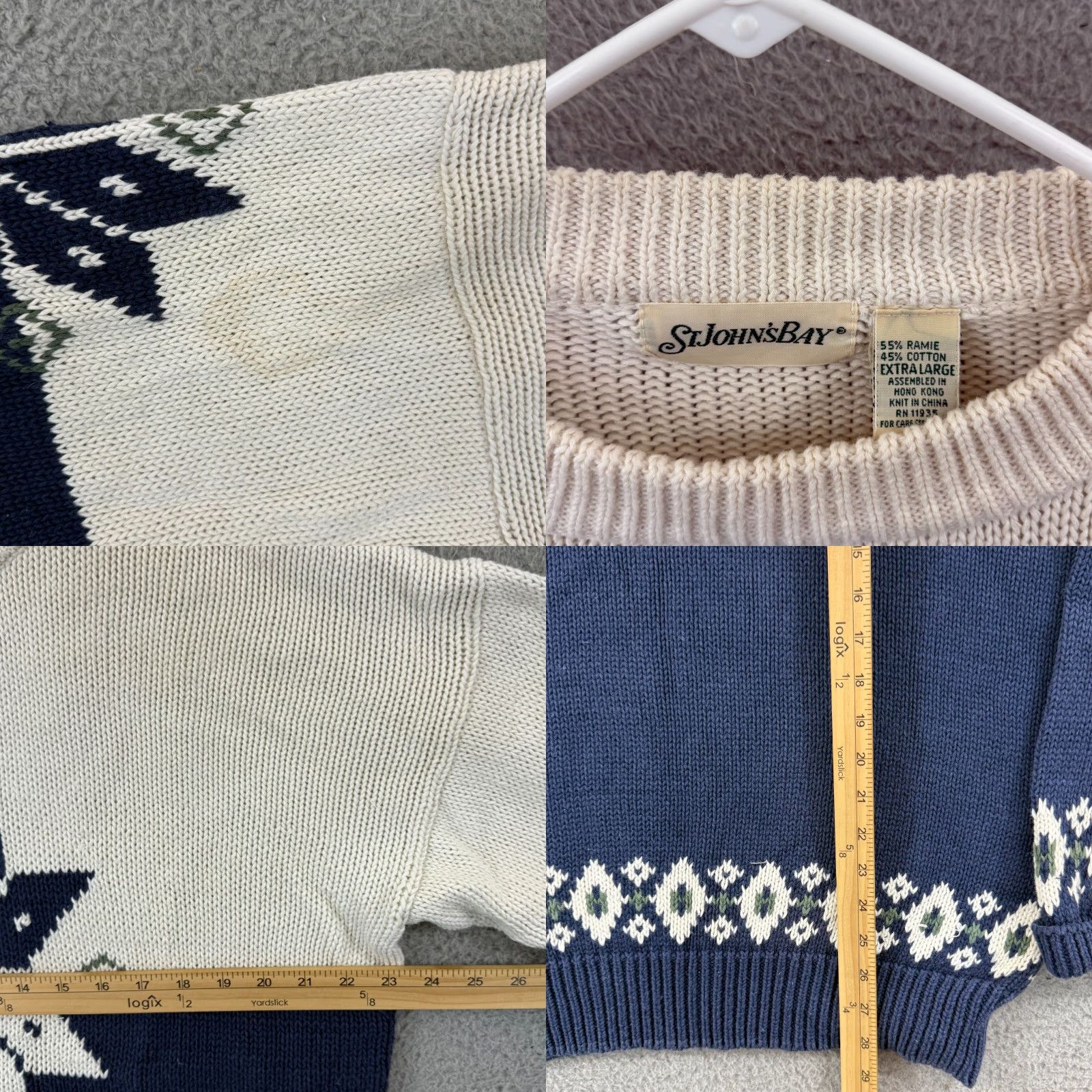 Vintage VINTAGE St Johns Bay Sweater Mens 2XL Blue Nordic Knit 90s Long Sleeve Crew Neck Size US XXL / EU 58 / 5 - 8 Thumbnail