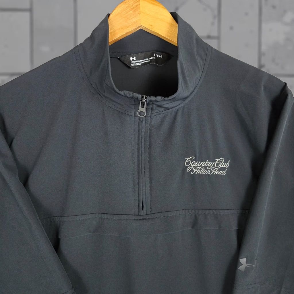 Under Armour Under Armour Mens 1/4 Zip Windbreaker Jacket Pullover Black Blue Shirt? Size US L / EU 52-54 / 3 - 1 Thumbnail