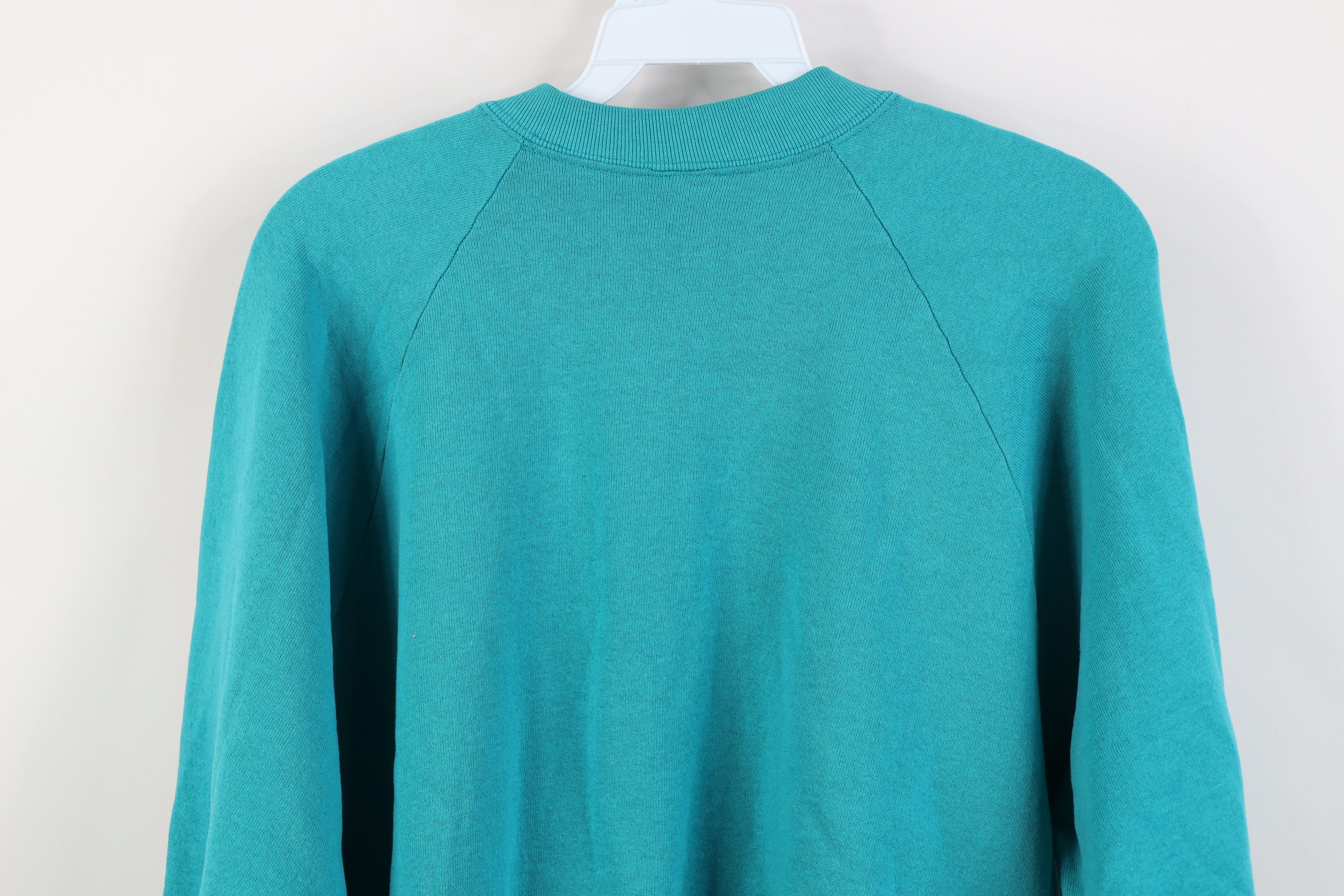 Vintage Vintage 90s Streetwear Blank Crewneck Sweatshirt Teal USA Size US XL / EU 56 / 4 - 10 Thumbnail