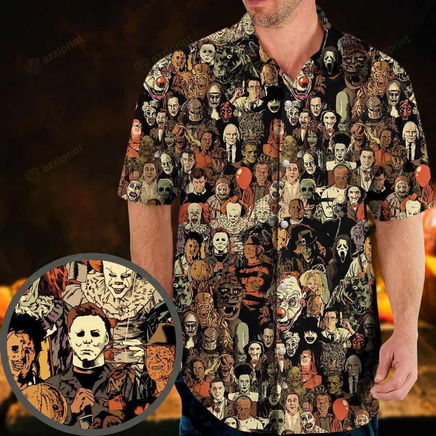 Other HORROR MOVIE CHARACTERS HALLOWEEN PATTERN HAWAIIAN SHIRT Size US L / EU 52-54 / 3 - 1 Thumbnail