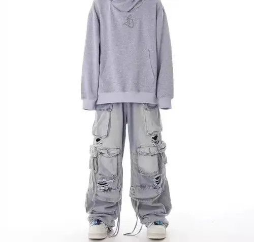 Japanese Brand × Jean Street hip hop grunge ripped wide leg jeans Size US 32 / EU 48 - 1 Thumbnail