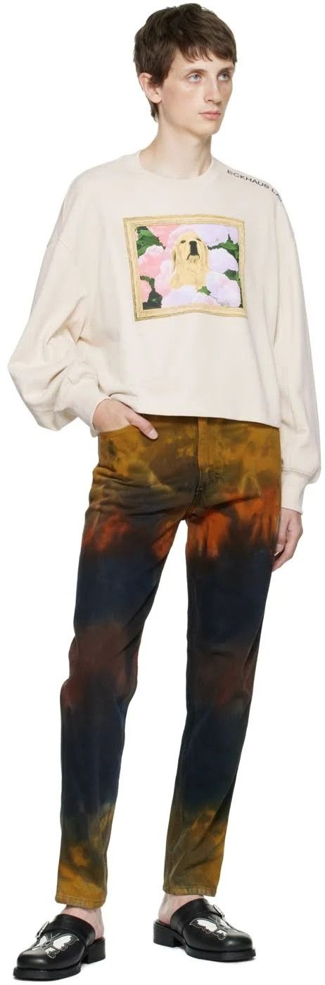 Eckhaus Latta o1mle0524 Cropped Sweatshirt in Cream Size XS / US 0-2 / IT 36-38 - 3 Thumbnail