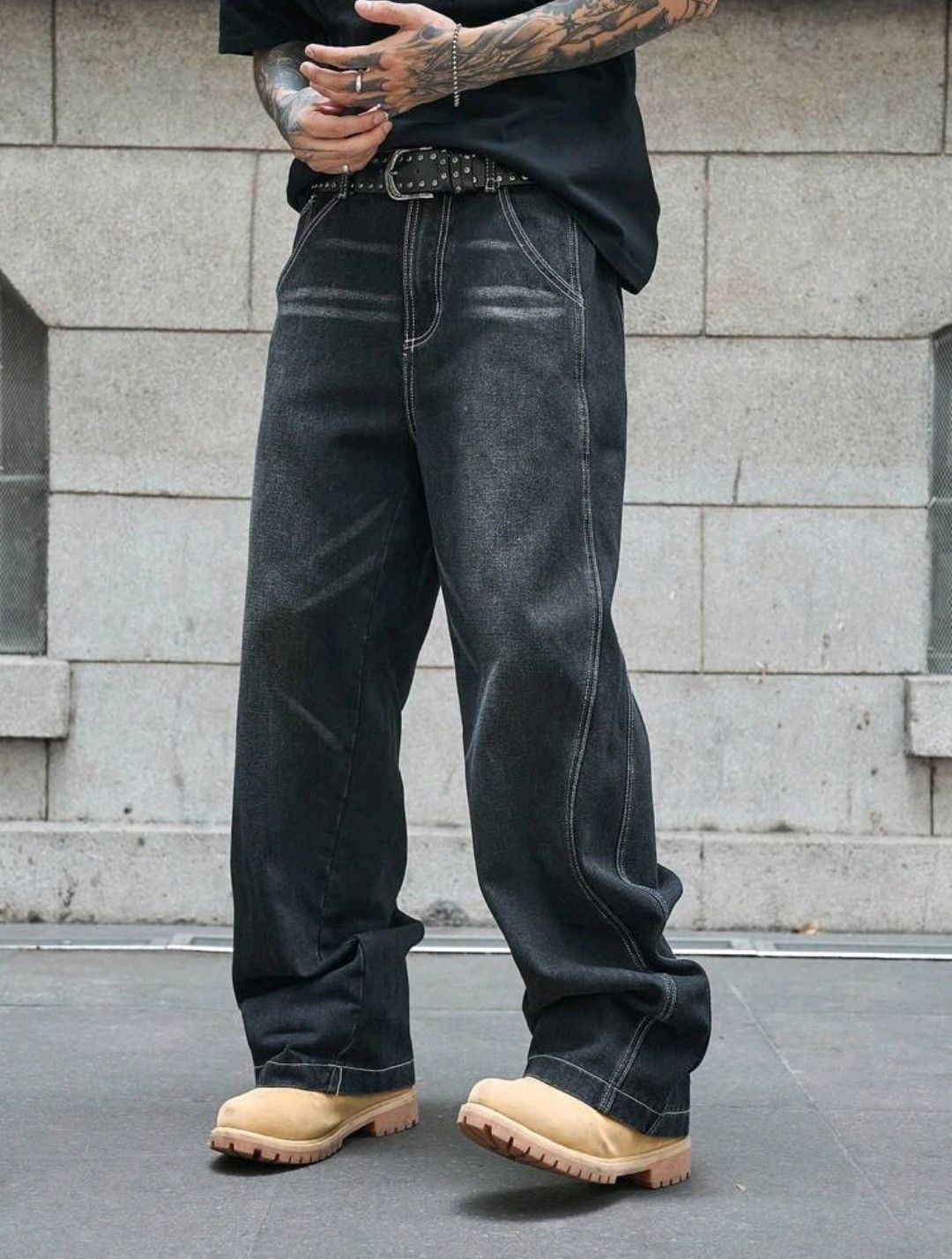 Japanese Brand × Jean Loose Fit Wide Leg Casual Denim Pants Size US 39 - 3 Thumbnail