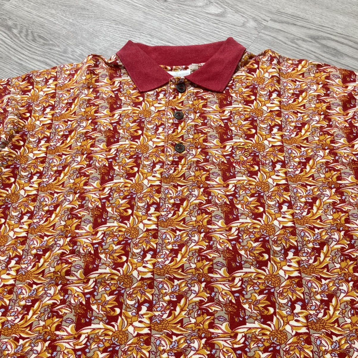 Trussardi 🇮🇹 1990s Vintage Trussardi Flower Motif Polo Tshirt Luxury Size US XL / EU 56 / 4 - 3 Thumbnail