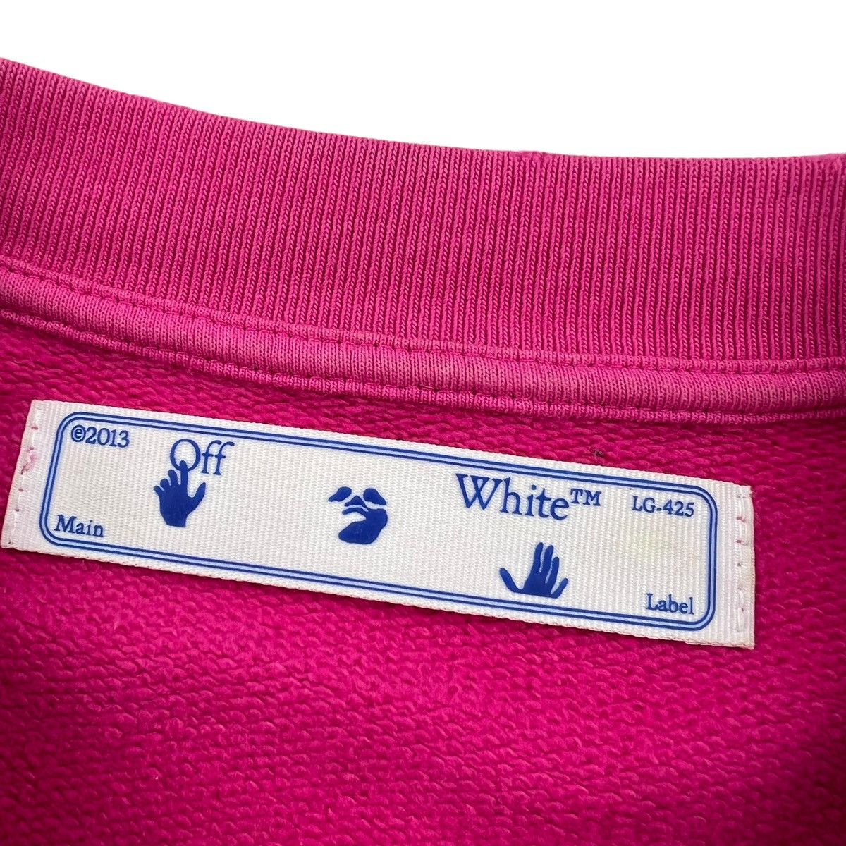 Off-White Off-White Hand Print Distressed Pink Sweatshirt Size US L / EU 52-54 / 3 - 7 Thumbnail
