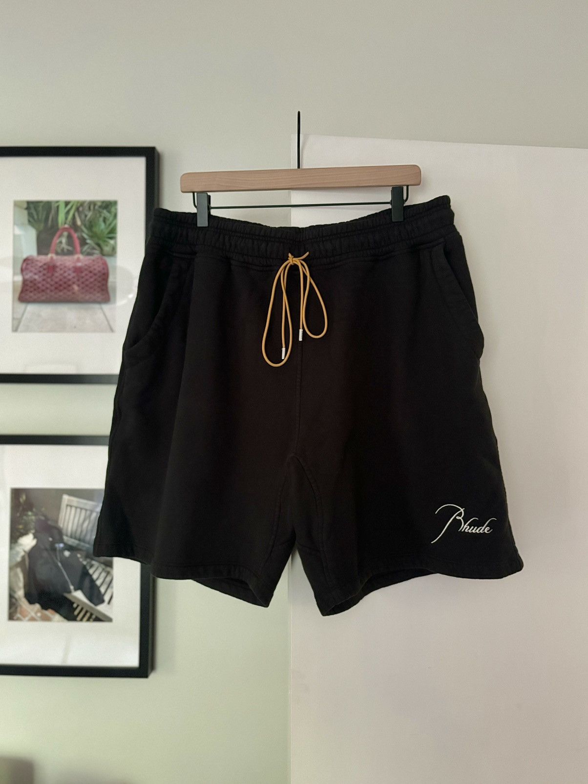 image of Rhude Huge Xxl - Black Script Shorts, Men's (Size 38)