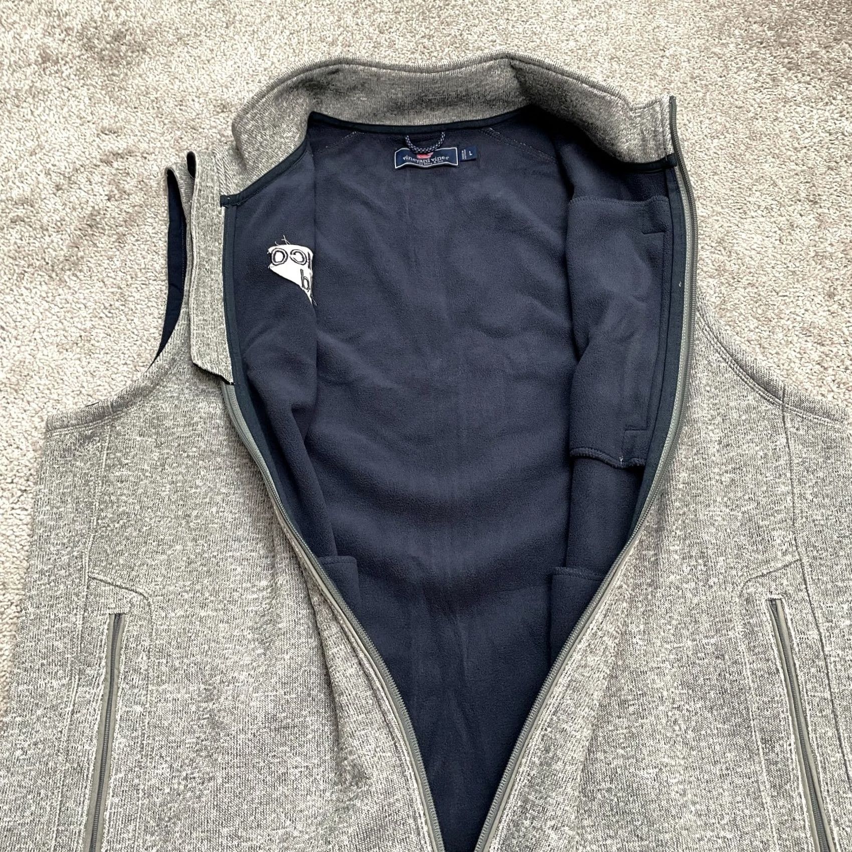 Vineyard Vines Vineyard Vines Gray Harbor Mountain Fleece Vest Large Mens Stand-Up Collar Full Zip Pockets Outdoor Outdoorwear Casual Travel Size US L / EU 52-54 / 3 - 5 Thumbnail