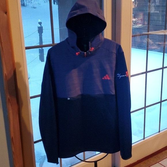 Adidas Adidas Textured Anorak Blue 2-Toned Cinched Sz. L Hoodie Size US L / EU 52-54 / 3 - 2 Thumbnail
