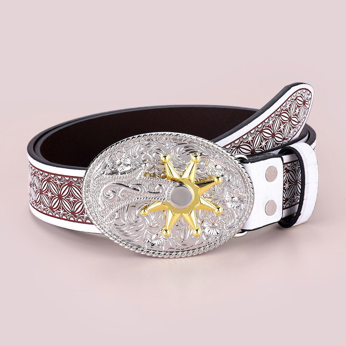 Designer Dark Vintage Belt Riveted Belts Menswear Accessories Size ONE SIZE - 1 Thumbnail