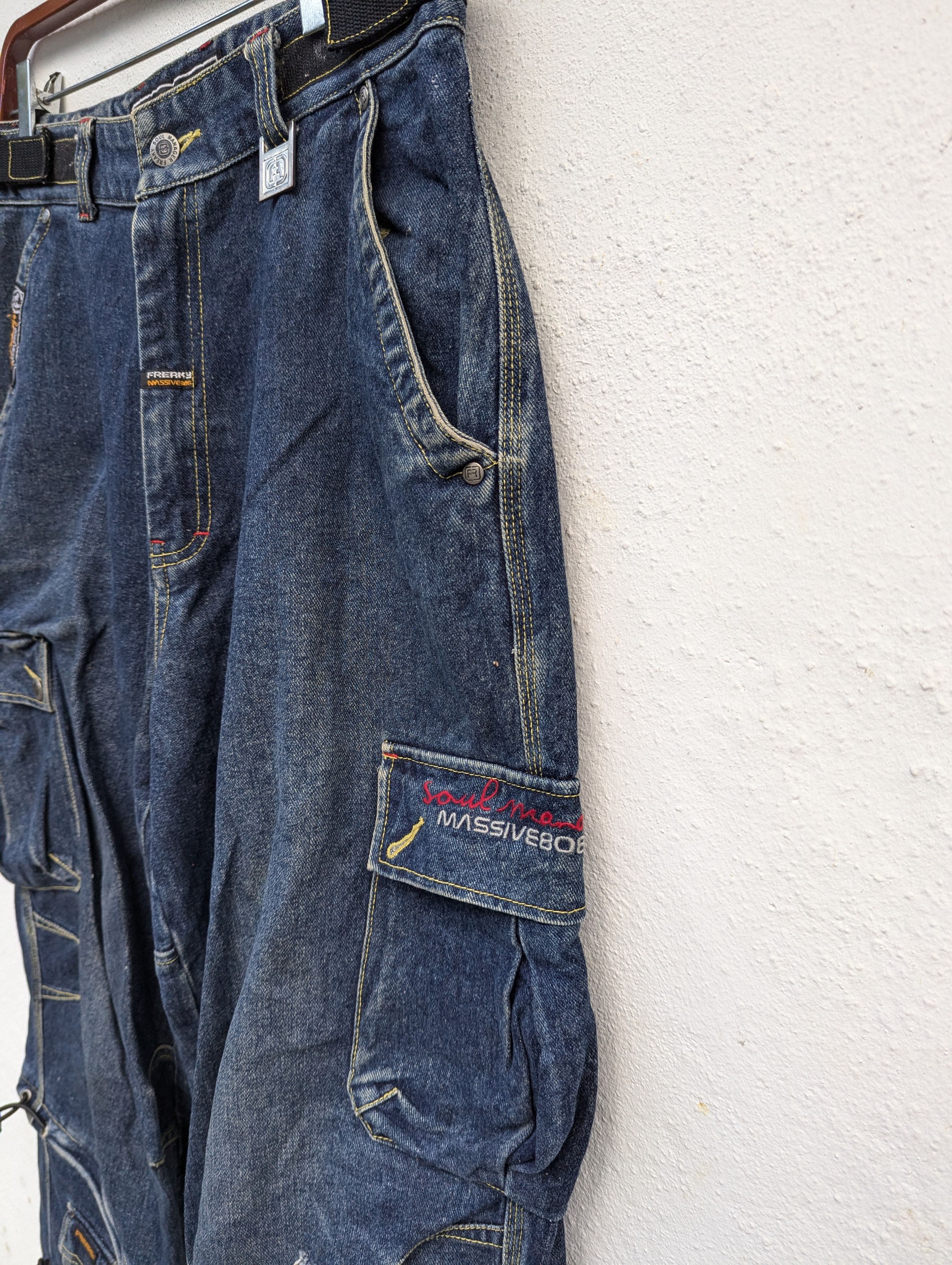 Japanese Brand FREAKY SOUL MANAGER DENIM LOOSE CARGO PANTS Size US 30 / EU 46 - 6 Thumbnail
