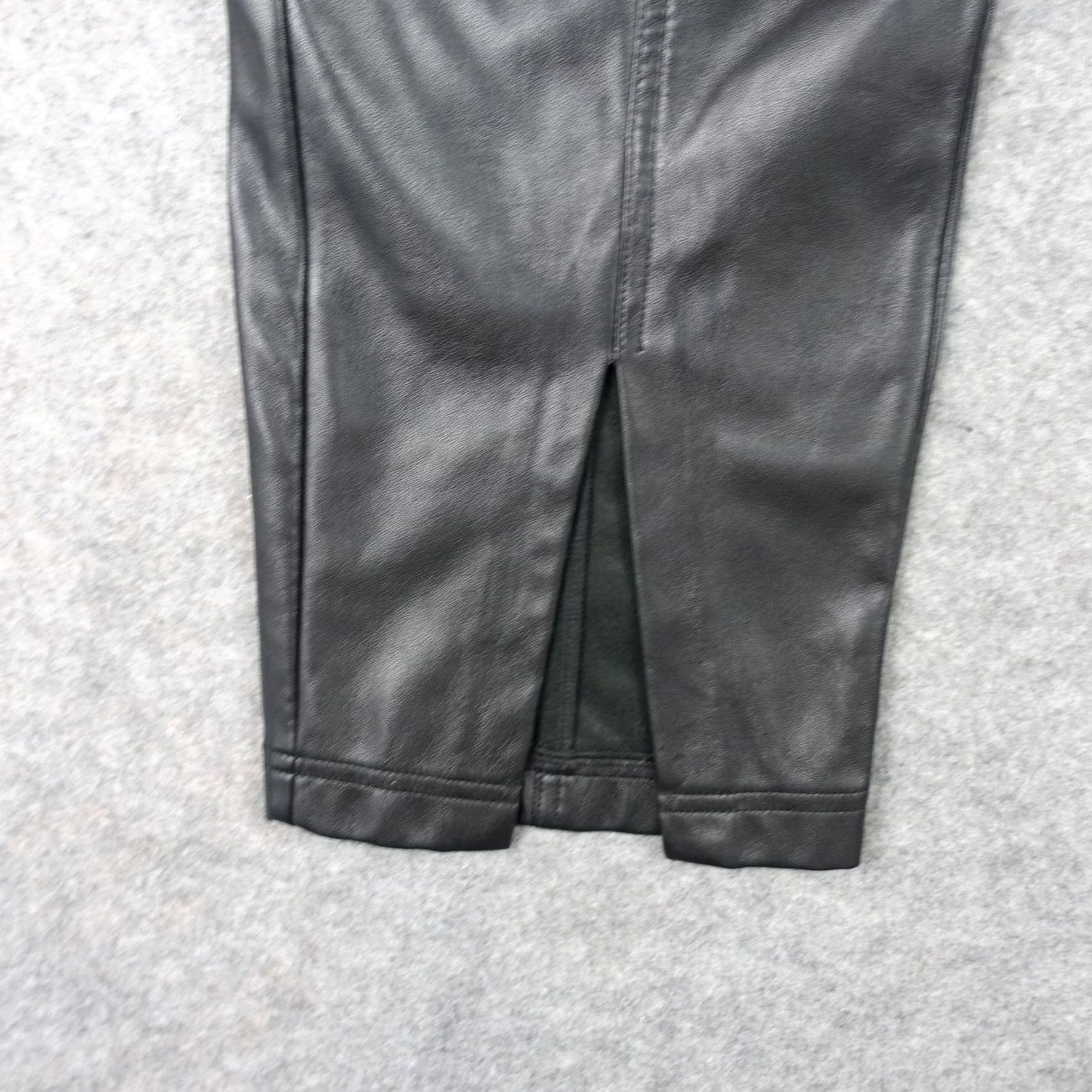 Marissa Webb Marissa Webb Pants Womens 10 Black Faux Leather Paperbag Tapered Slit Hem Edgy Size 32" / US 10 / IT 46 - 5 Thumbnail