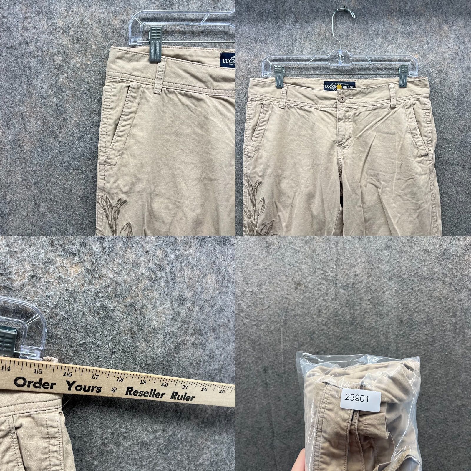 Lucky Brand VINTAGE Lucky Brand Pants Women 6 Flat Front Capri Khaki Beige Beige Chino Floral 28" Inseam 22" Size 28" / US 6 / IT 42 - 8 Thumbnail