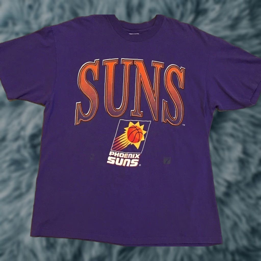VINTAGE 90s Phoenix Suns Faded Spellout Shirt XL Purple Nike?