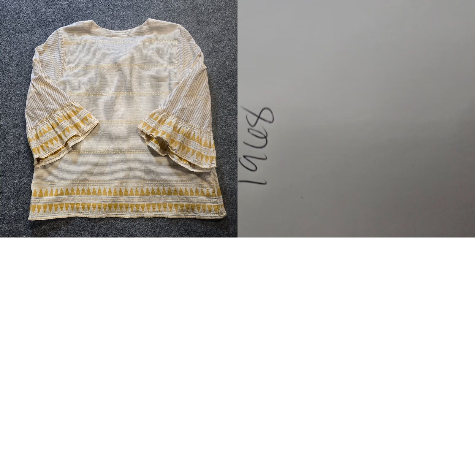J. Jill J. Jill Top Womens M Tan Yellow Striped Flare Sleeve Cotton Boho Casual Shirt Size M / US 6-8 / IT 42-44 - 8 Thumbnail