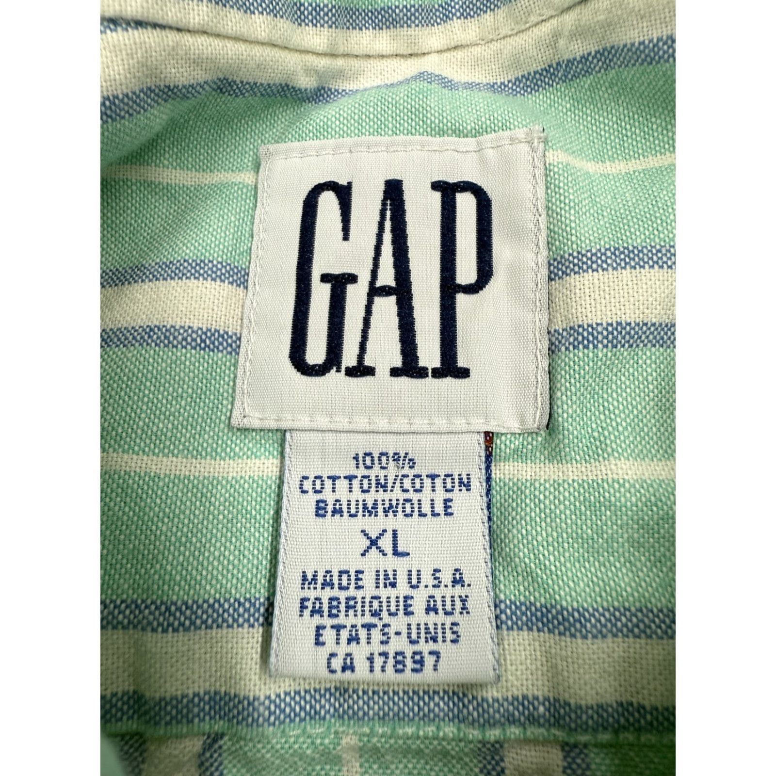 Gap VINTAGE GAP Shirt Mens XL Blue Striped Button-Down Made USA 90s Size US XL / EU 56 / 4 - 3 Thumbnail