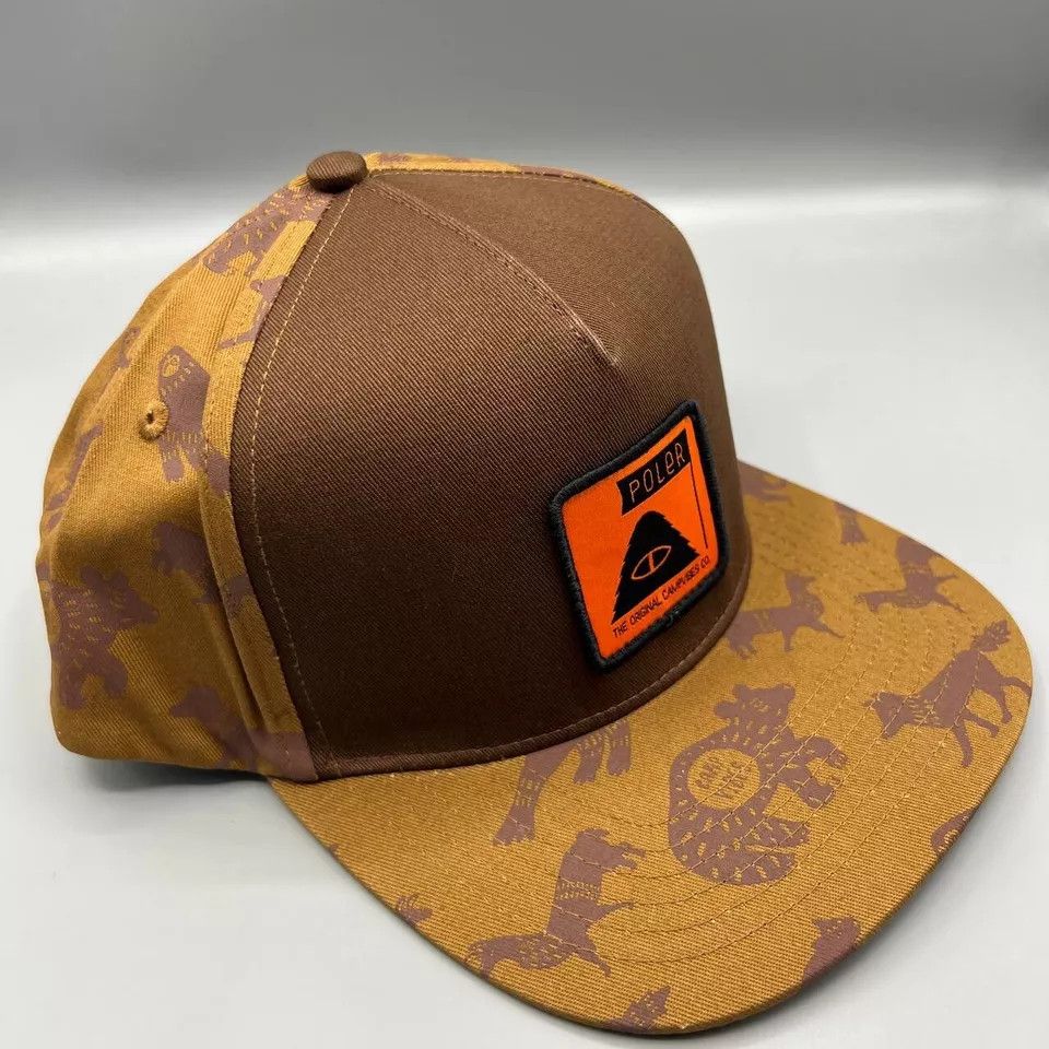 Other Poler Print Patch Hat Men Brown Camp Vibes Snap Back Cap New Size ONE SIZE - 3 Thumbnail