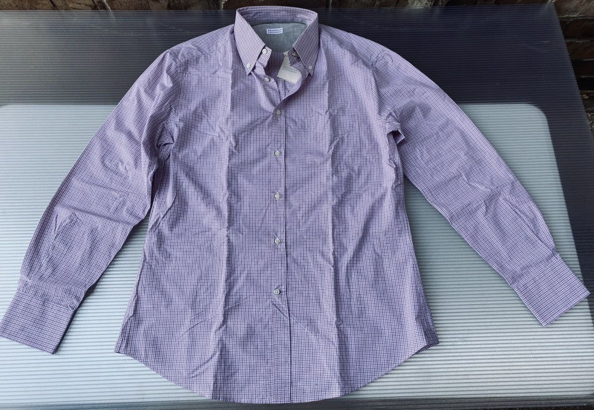 Brunello Cucinelli Brunello Cucinelli 🇮🇹 pink check button up dress shirt XL NWT Size US XL / EU 56 / 4 - 1 Thumbnail