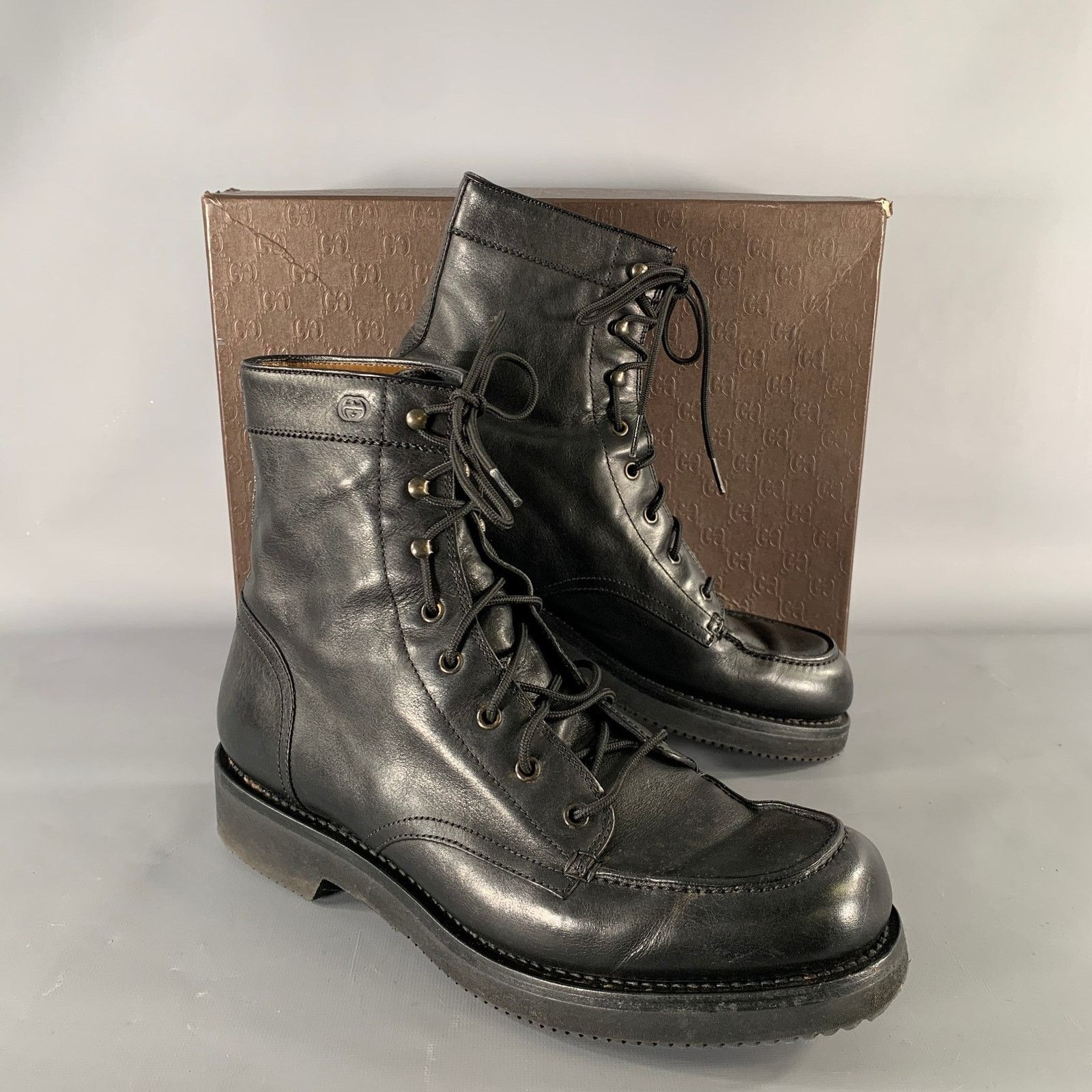 Gucci GUCCI Size 11.5 Black Solid Leather Military Boots Size US 11.5 / EU 44-45 - 7 Thumbnail