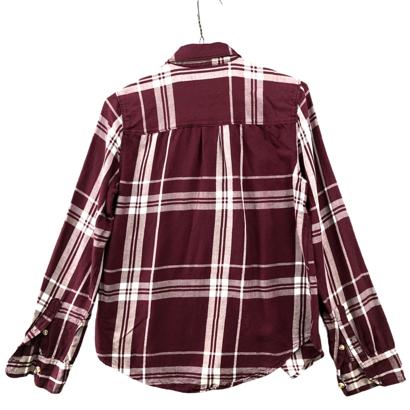 Abercrombie & Fitch Abercrombie & Fitch Button Down Shirt Womens XS Burgundy Plaid Long Sleeve Shirt Size XS / US 0-2 / IT 36-38 - 2 Thumbnail