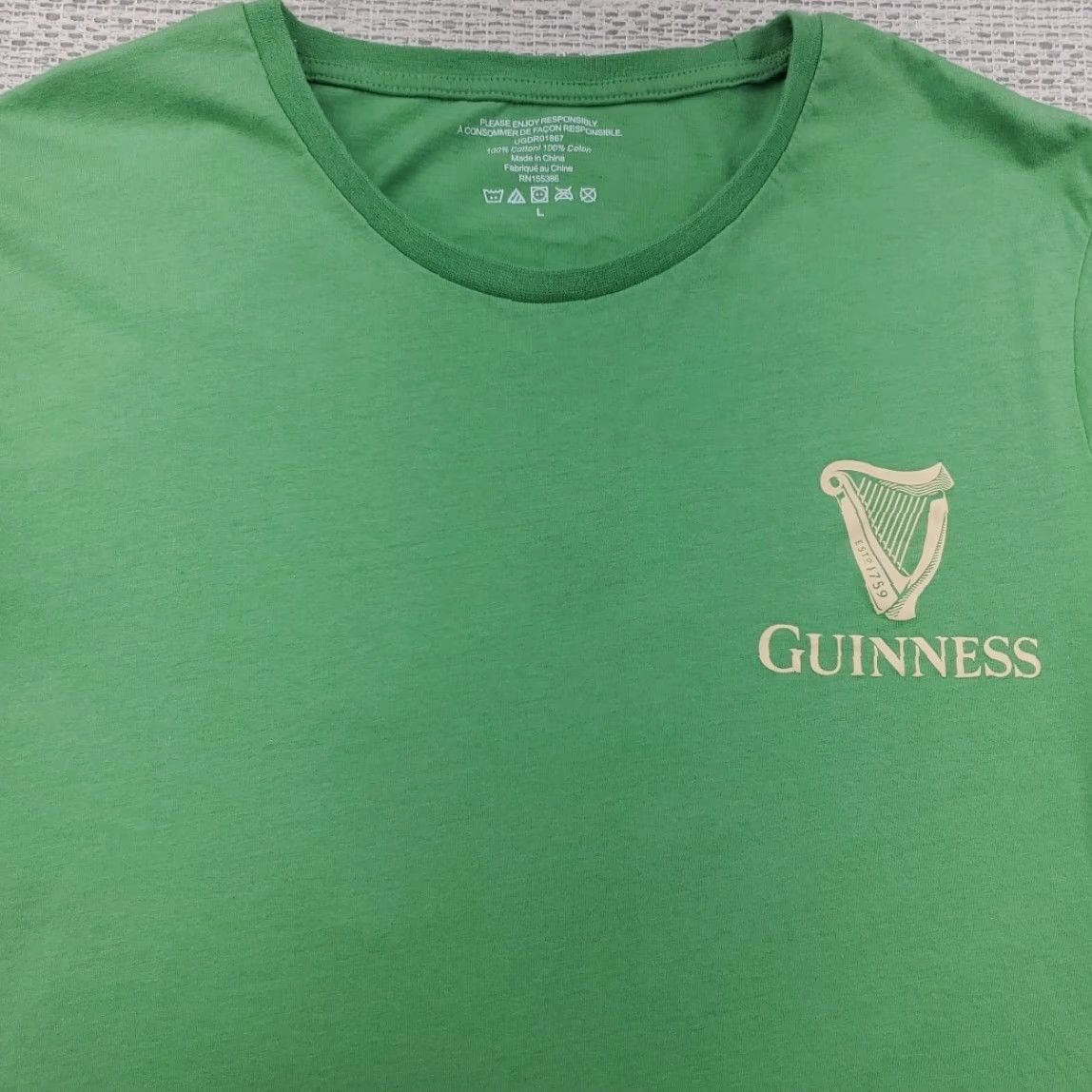 Vintage Guinness T-Shirt Womens Large L Green Beer Irish Casual Knit 100% Cotton Short Sleeve Cap Sleeve Regular Fit Size L / US 10 / IT 46 - 6 Thumbnail