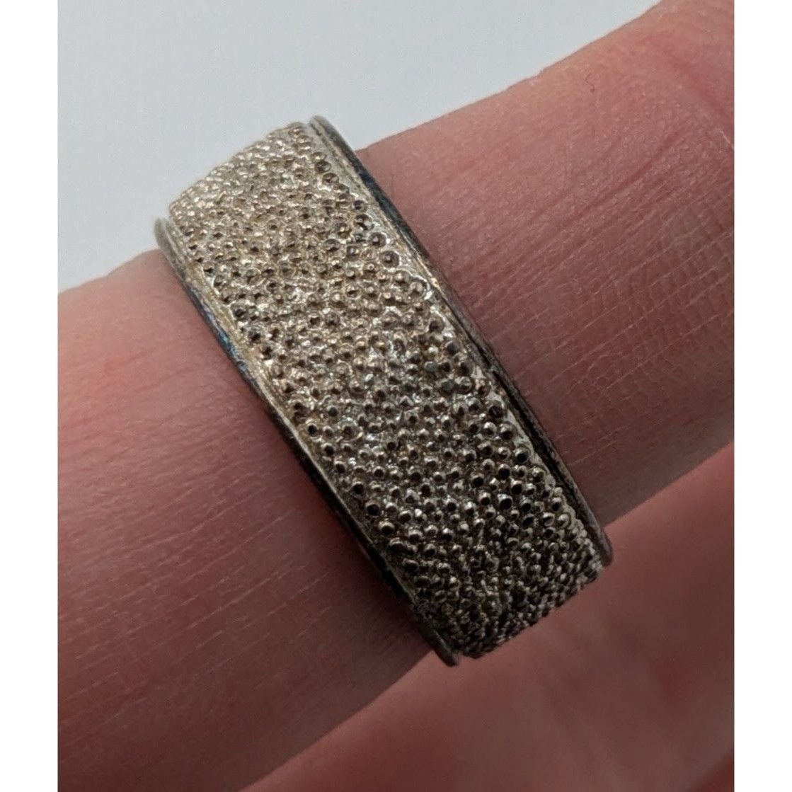 Other Wide Band Textured Silver-Tone Ring Size 9.5 Size ONE SIZE - 2 Thumbnail