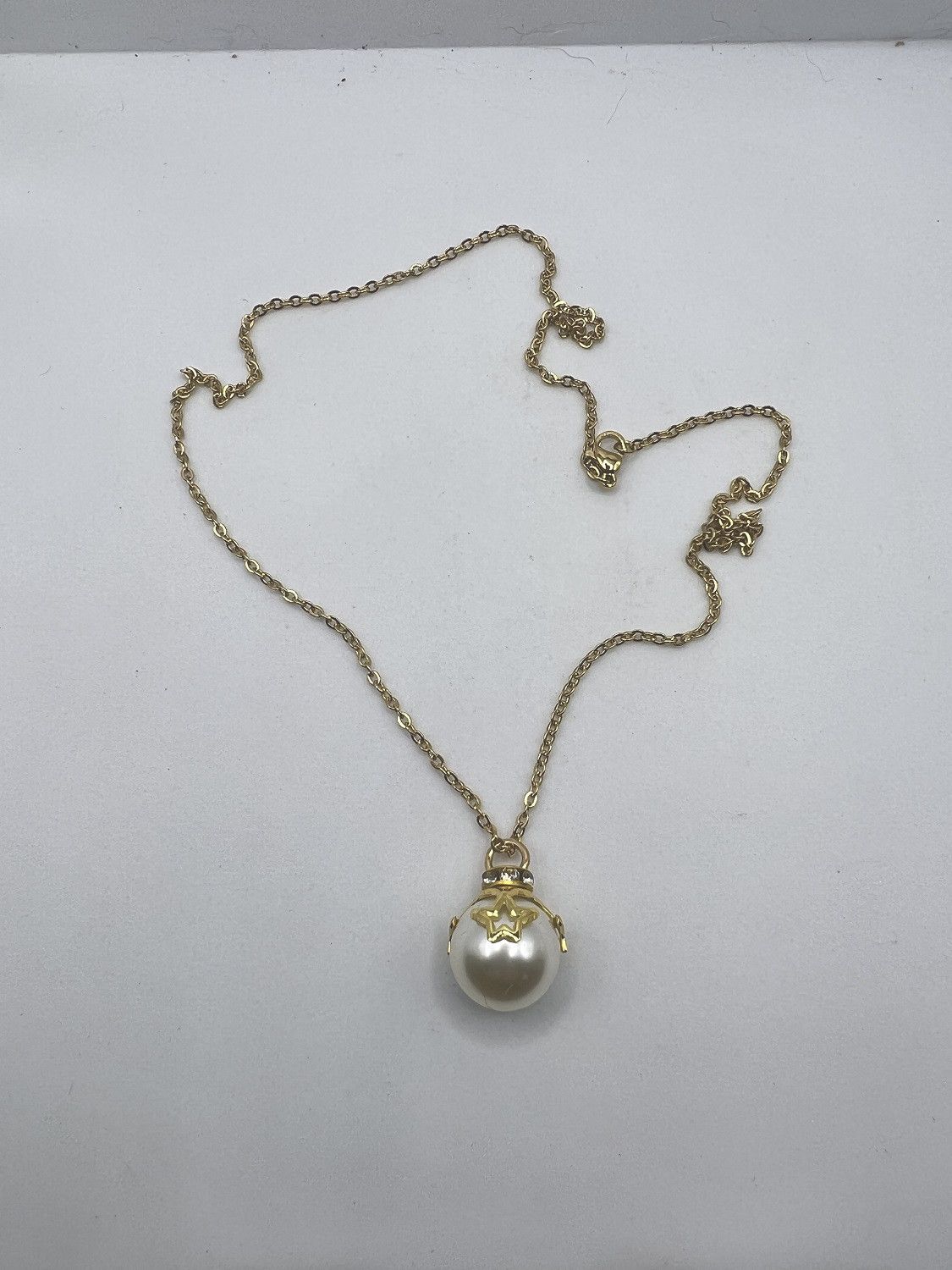 Jewelry White Pearl bead Gold Star Necklace with Czs Size ONE SIZE - 4 Thumbnail