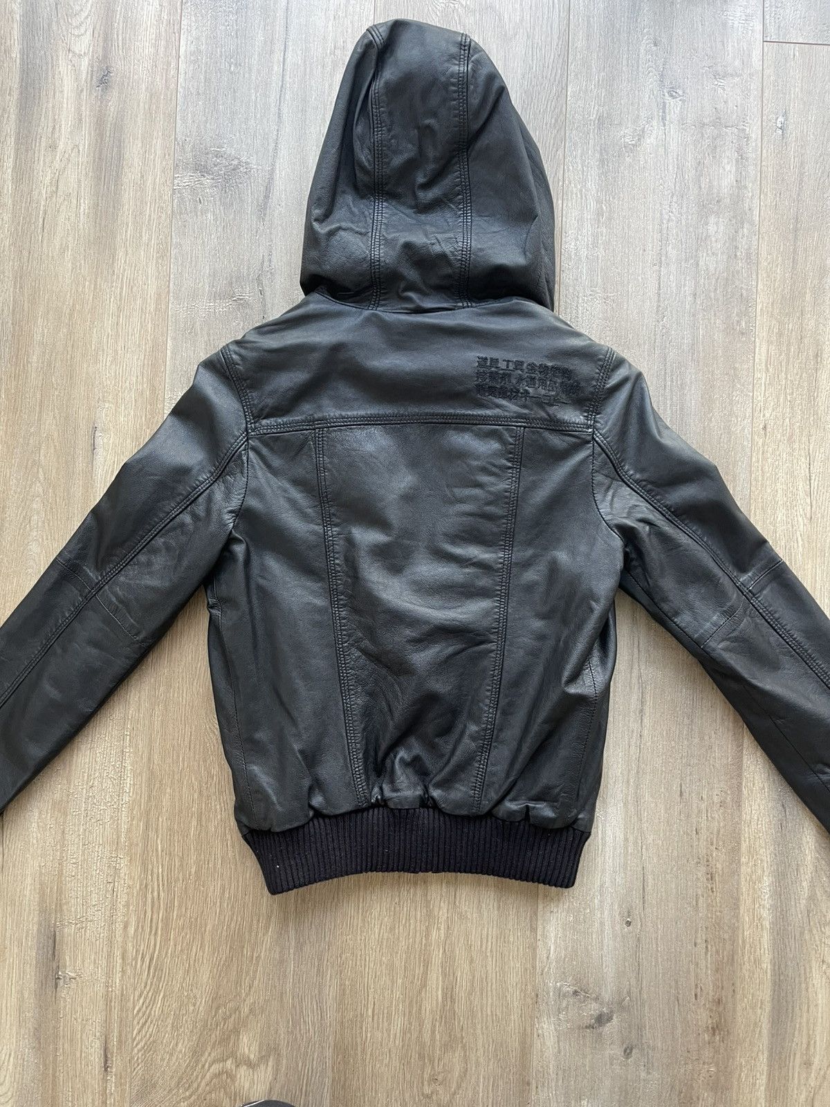 Superdry Superdry Fine Tailoring Co. Hooded Leather Bomber Size XS / US 0-2 / IT 36-38 - 3 Thumbnail